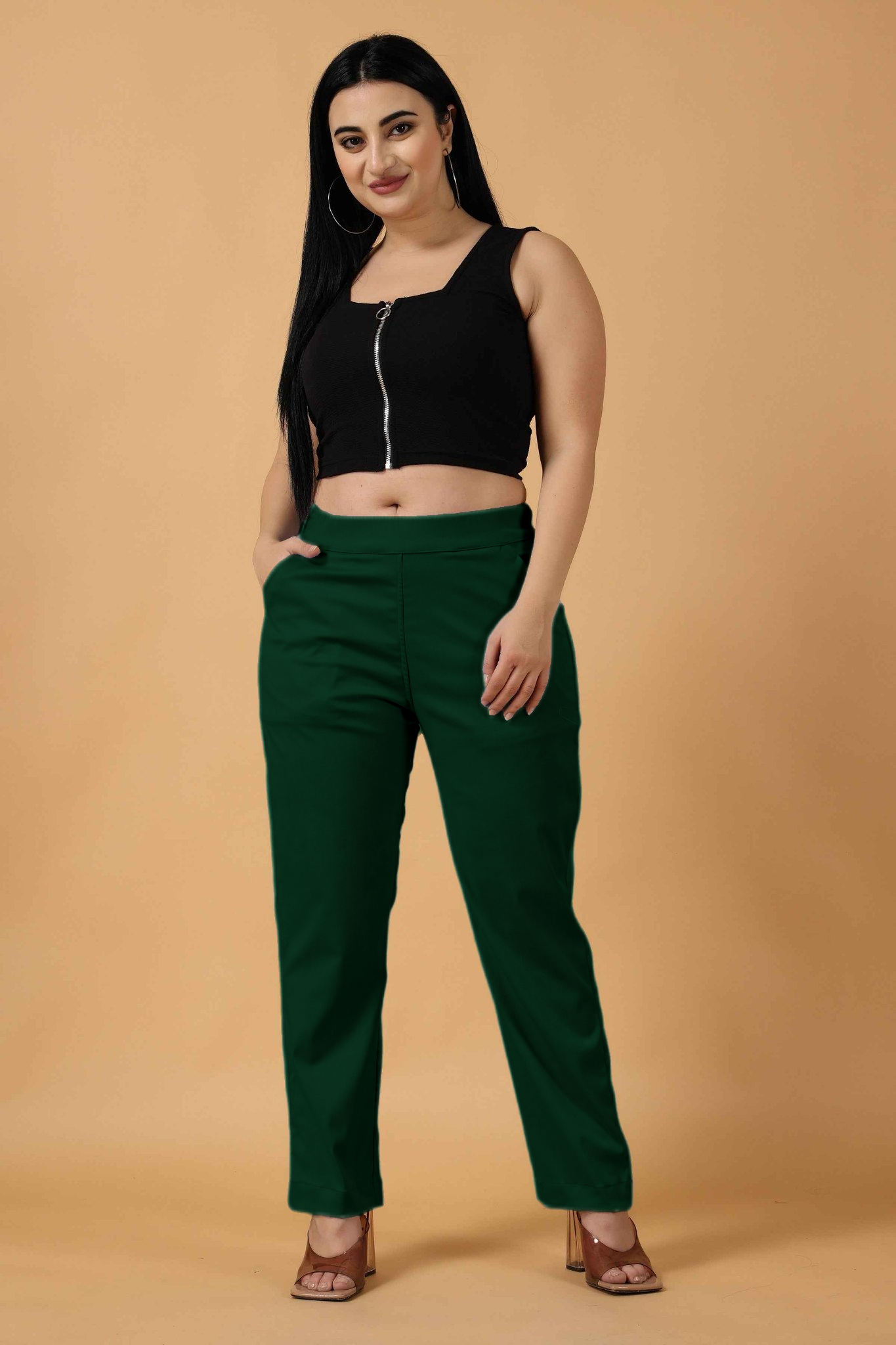 Bottle Green Premium Cotton Lycra Pant