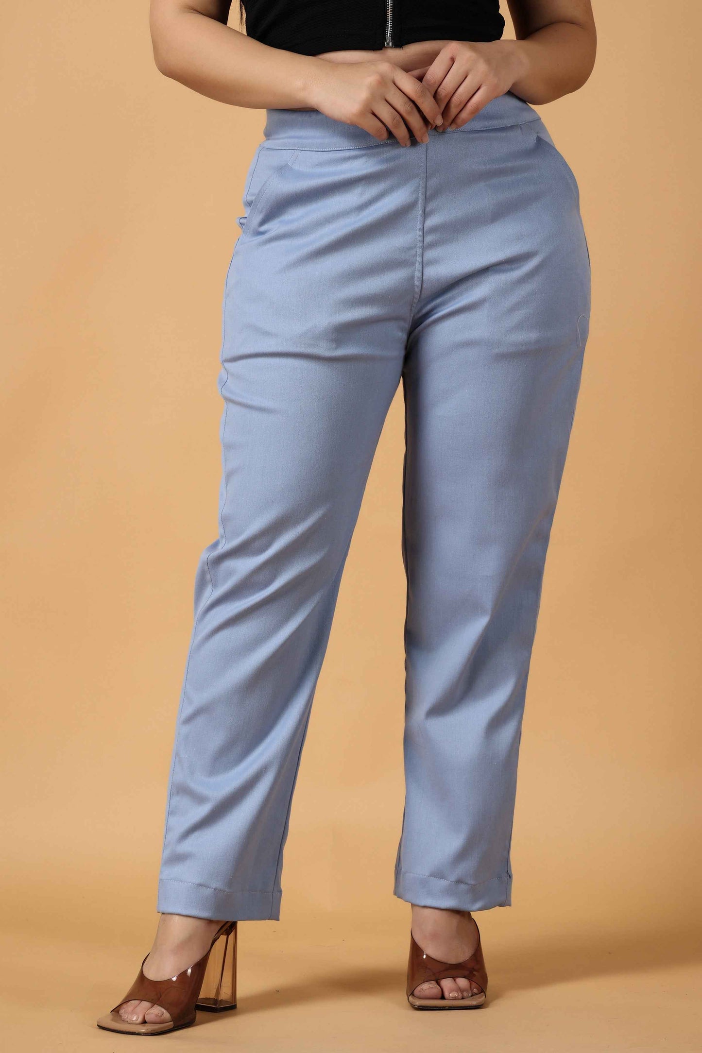 Powder Blue Premium Cotton Lycra Pant