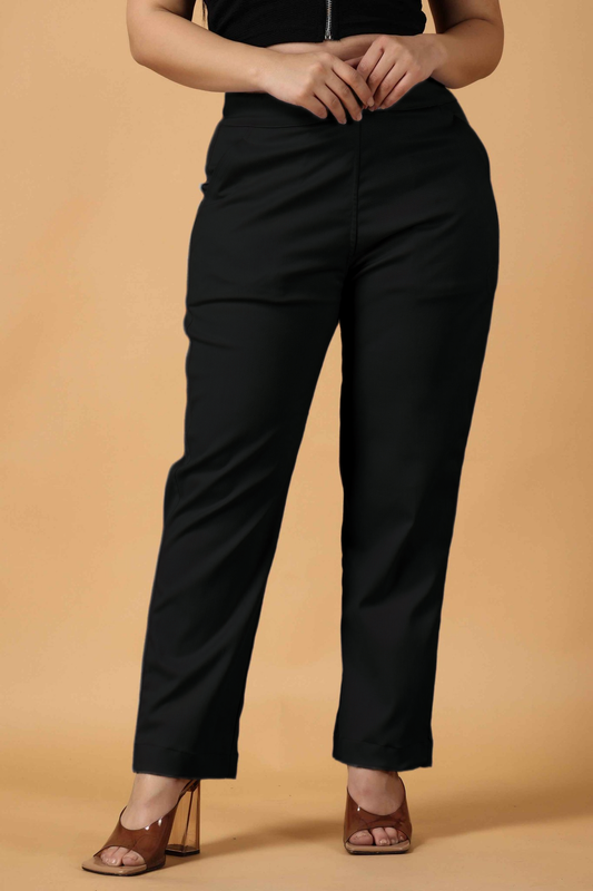 Black Premium Cotton Lycra Pant