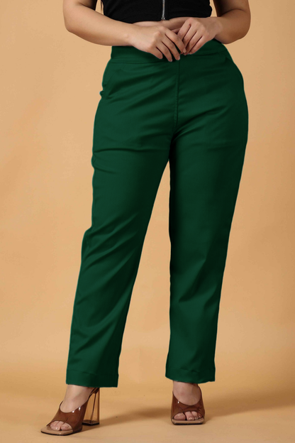 Bottle Green Premium Cotton Lycra Pant