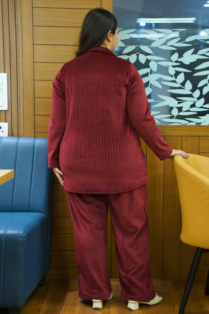 Cozy Cranberry Velvet Co-ord Set
