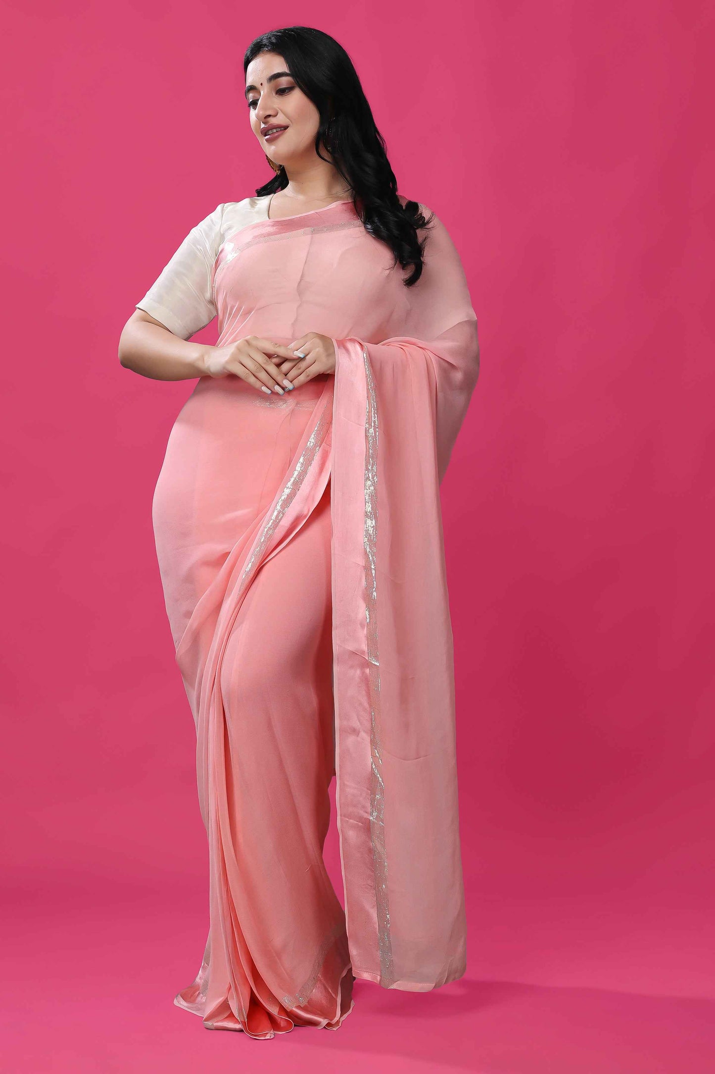 Buy Plus Size ​Ivory Elegance Silk Blouse At Apella | Sizes XS to 10 XL | India | Free Delivery | Customized