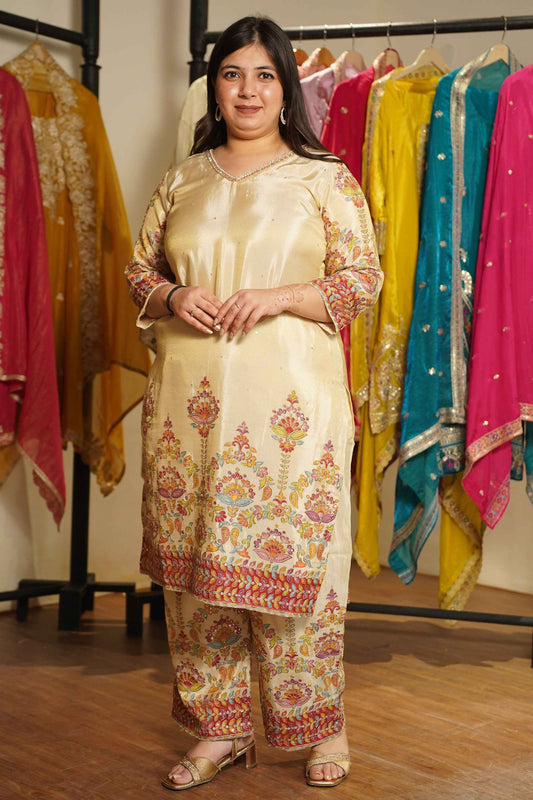 Cream Tissue Shimmer Co-ord Set