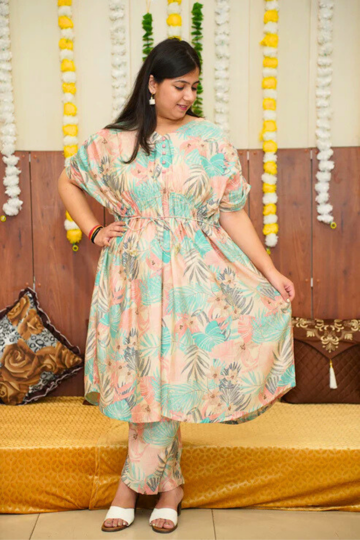 Creamy Foliage Modal Kurta Set