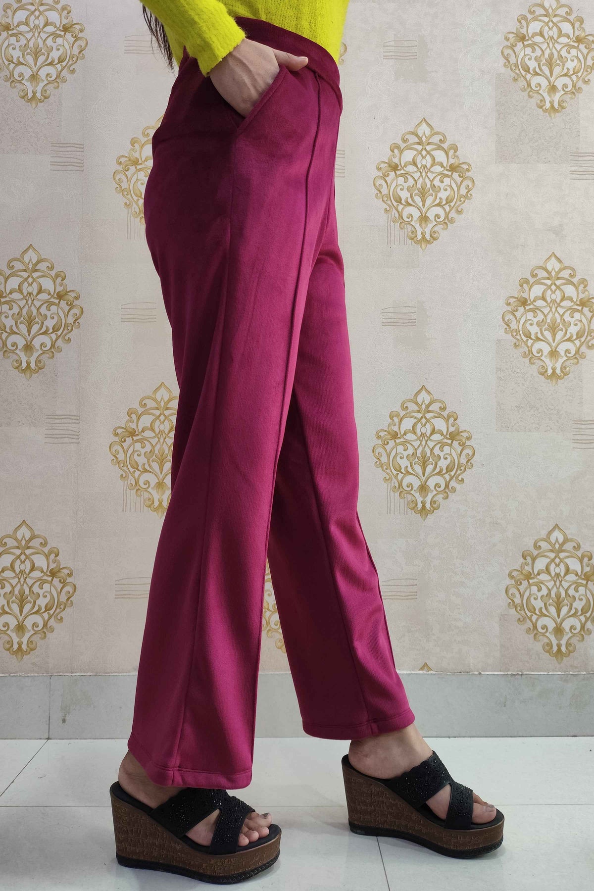 Crimson Pink Velvet Fleece Pants