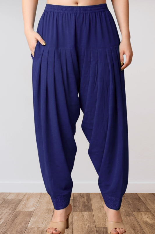 Dark Blue Anti Wrinkle Pleated Salwar