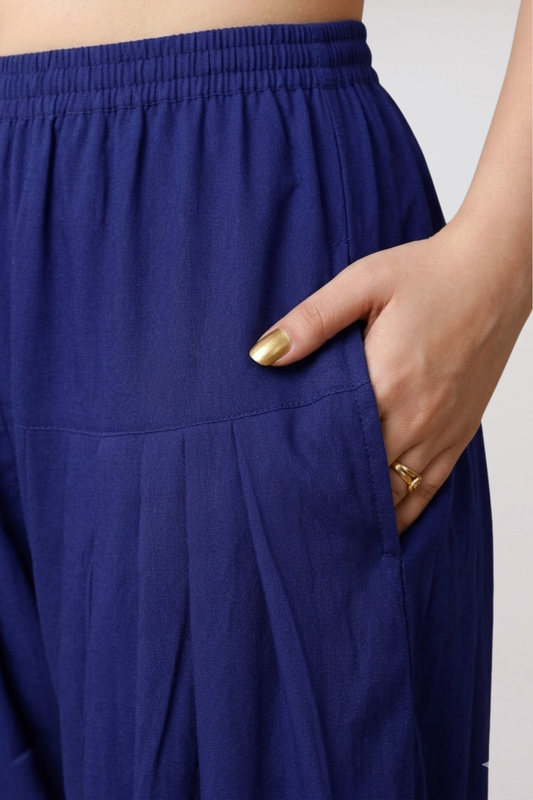 Dark Blue Anti Wrinkle Pleated Salwar