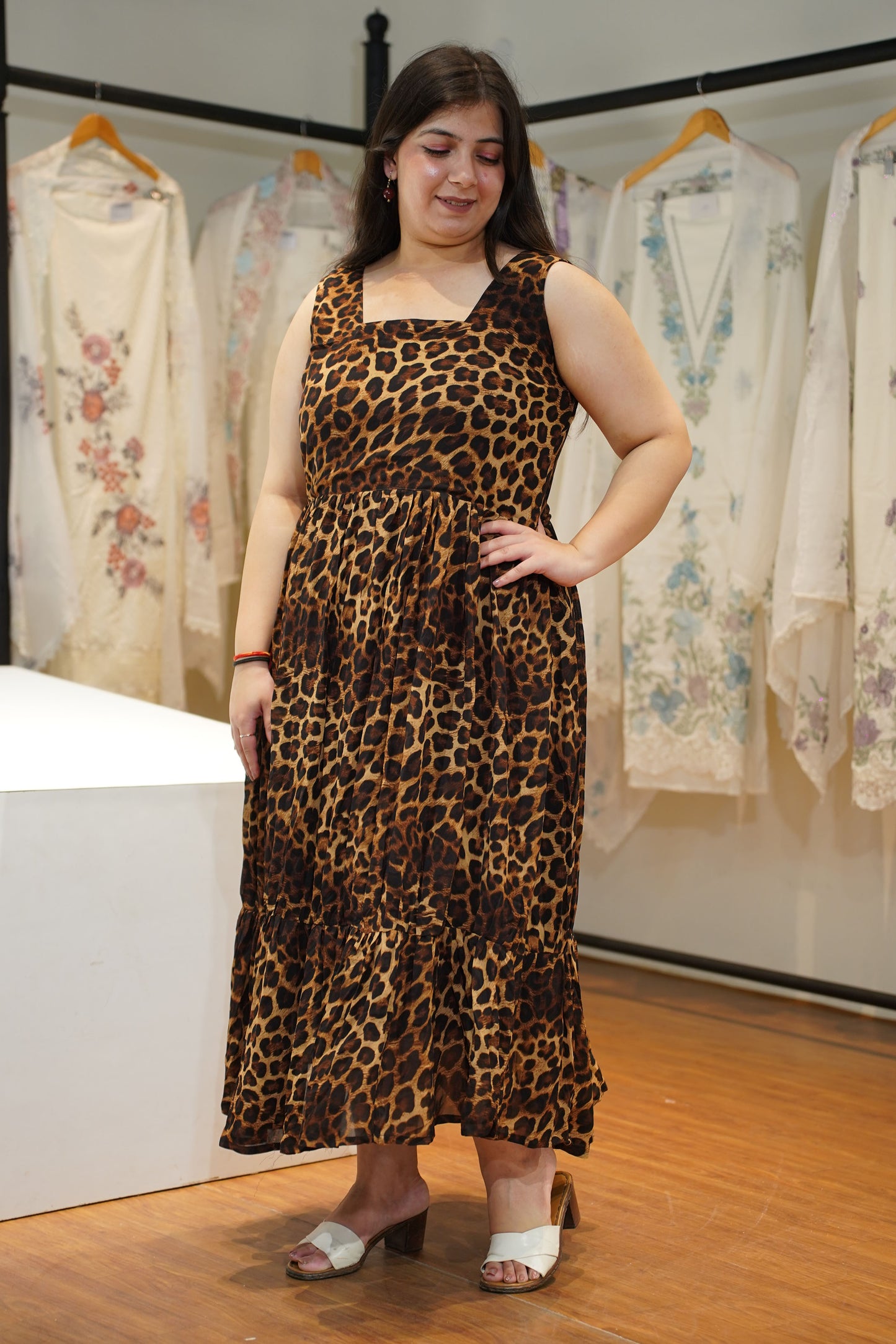 Savannah Whisper Tiered Midi Dress