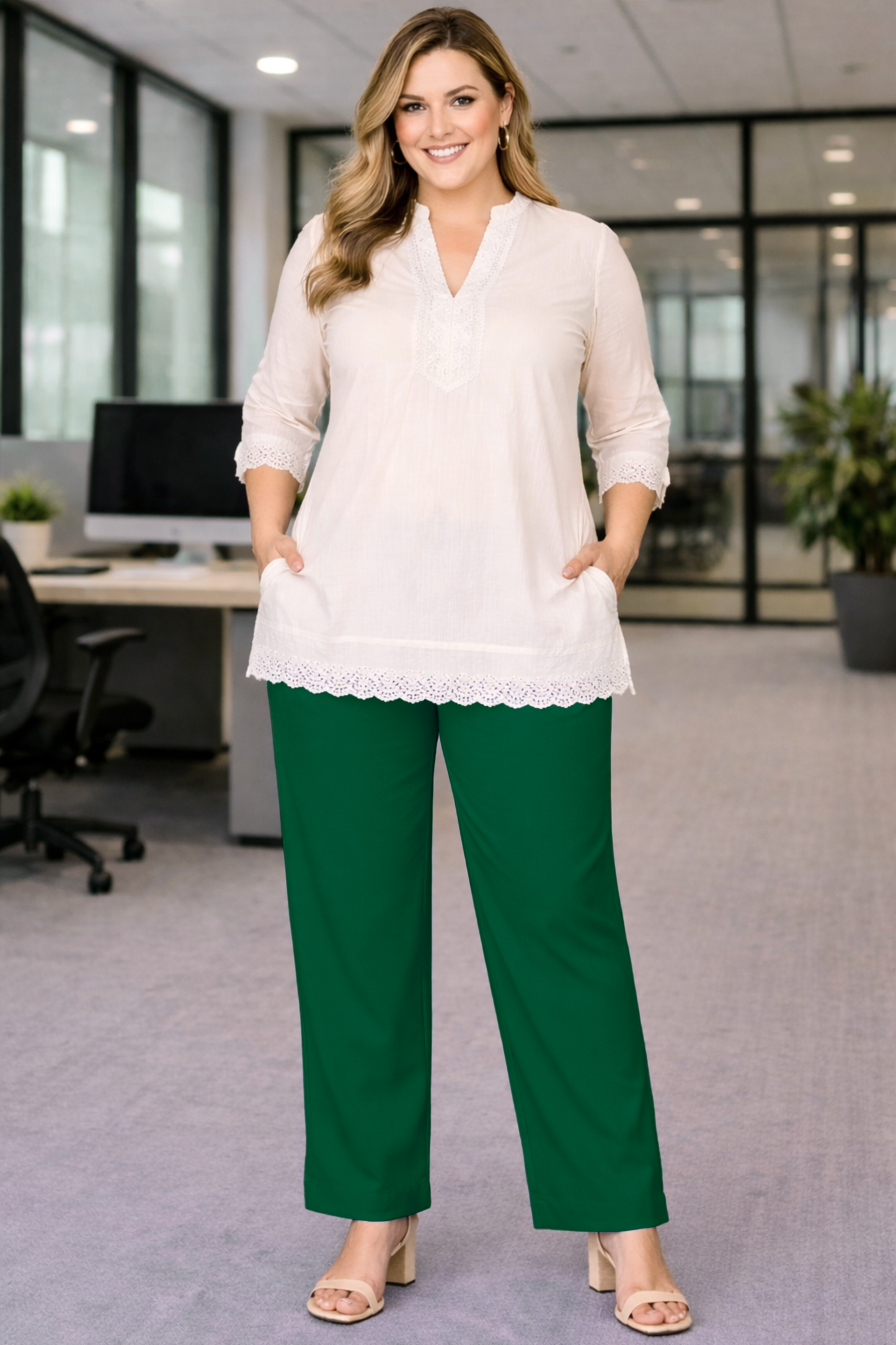 Dark Green Anti Wrinkle Kurti Pants