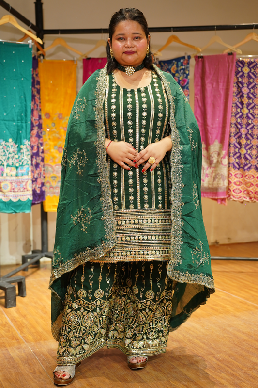 Aurora Forest Embroidered Georgette Suit
