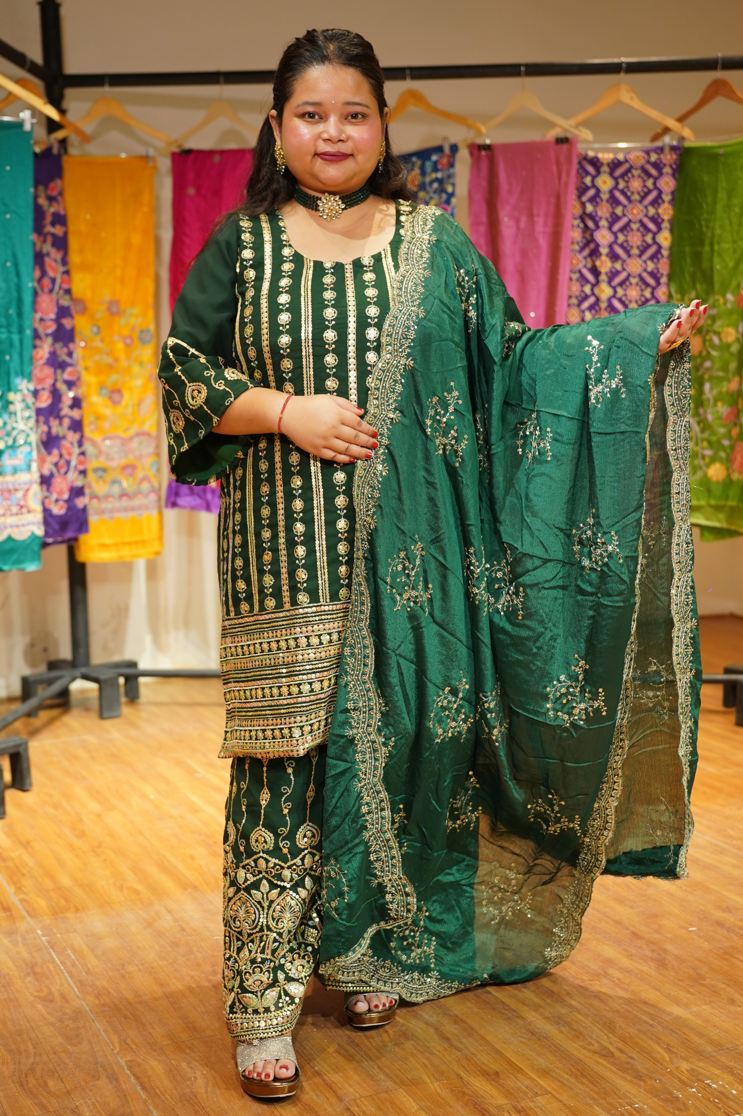 Aurora Forest Embroidered Georgette Suit