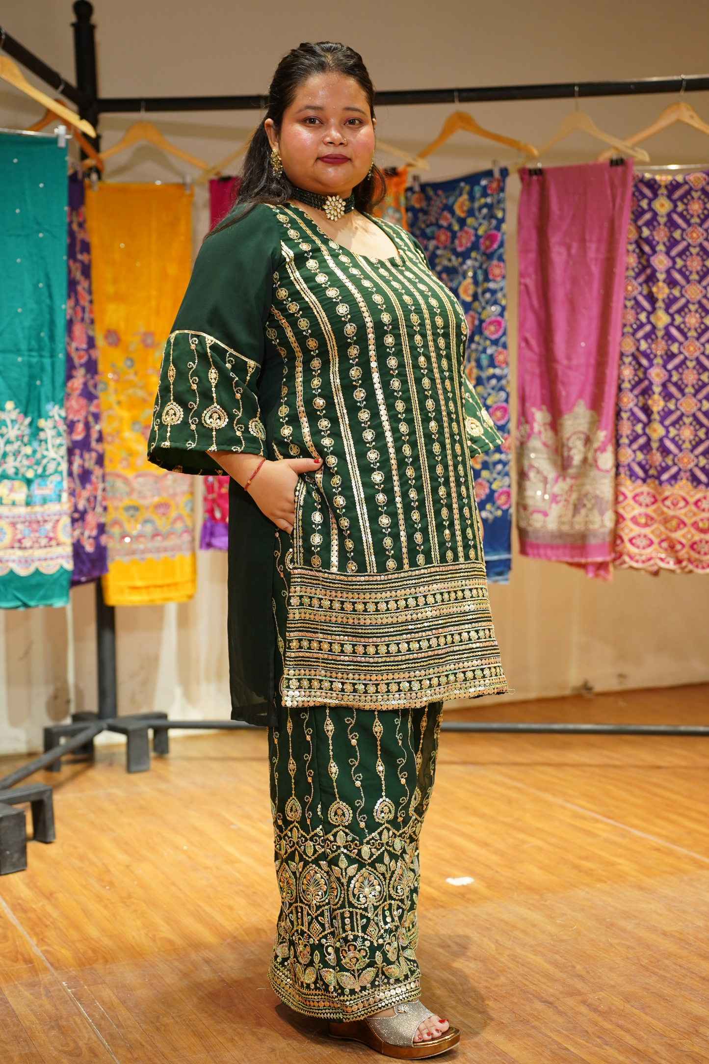 Aurora Forest Embroidered Georgette Suit