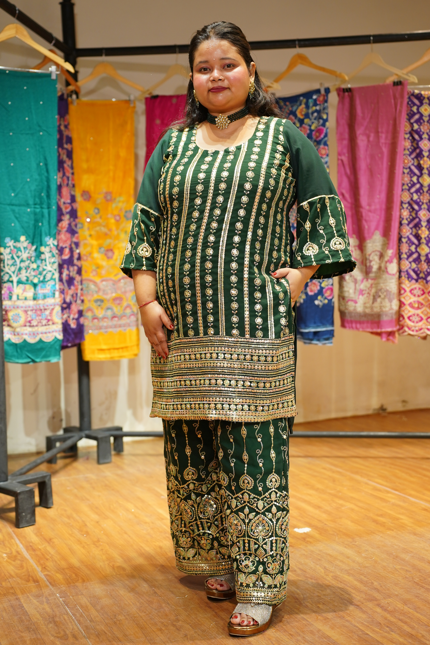 Aurora Forest Embroidered Georgette Suit