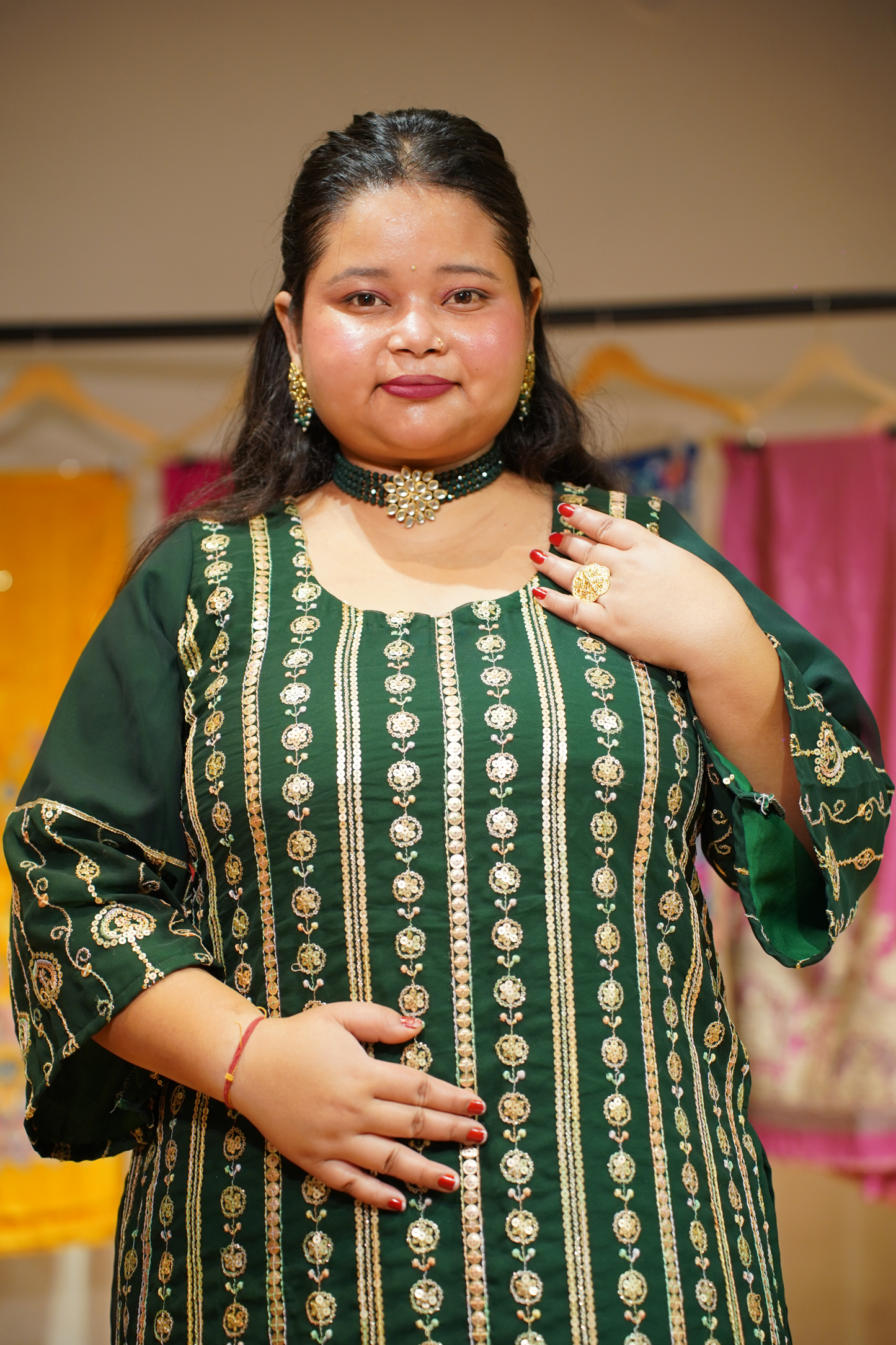 Aurora Forest Embroidered Georgette Suit