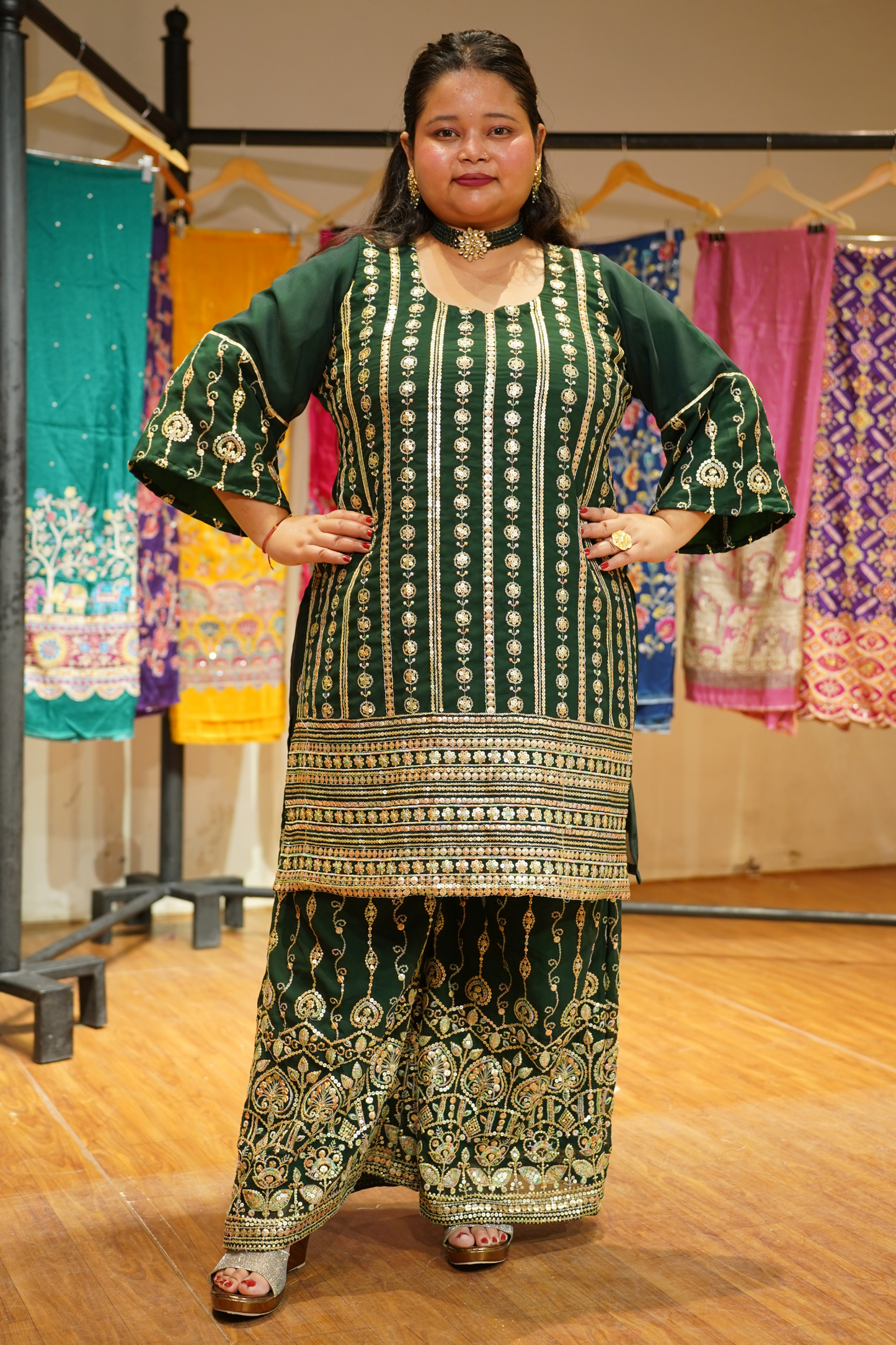 Aurora Forest Embroidered Georgette Suit
