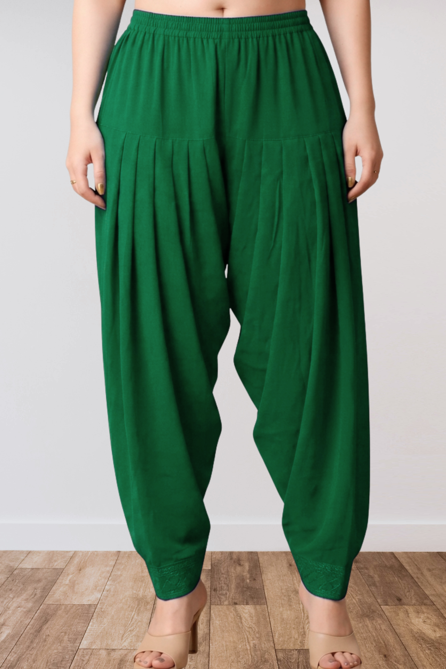 Dark Green Anti Wrinkle Pleated Salwar