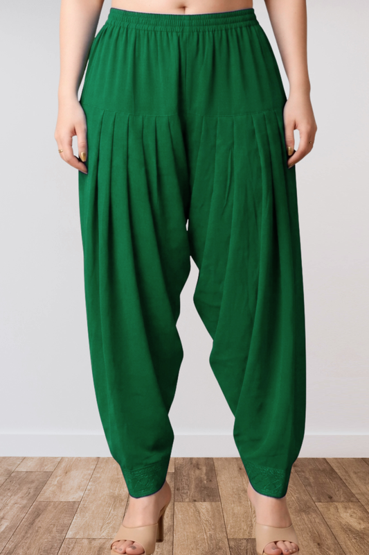 Dark Green Anti Wrinkle Pleated Salwar