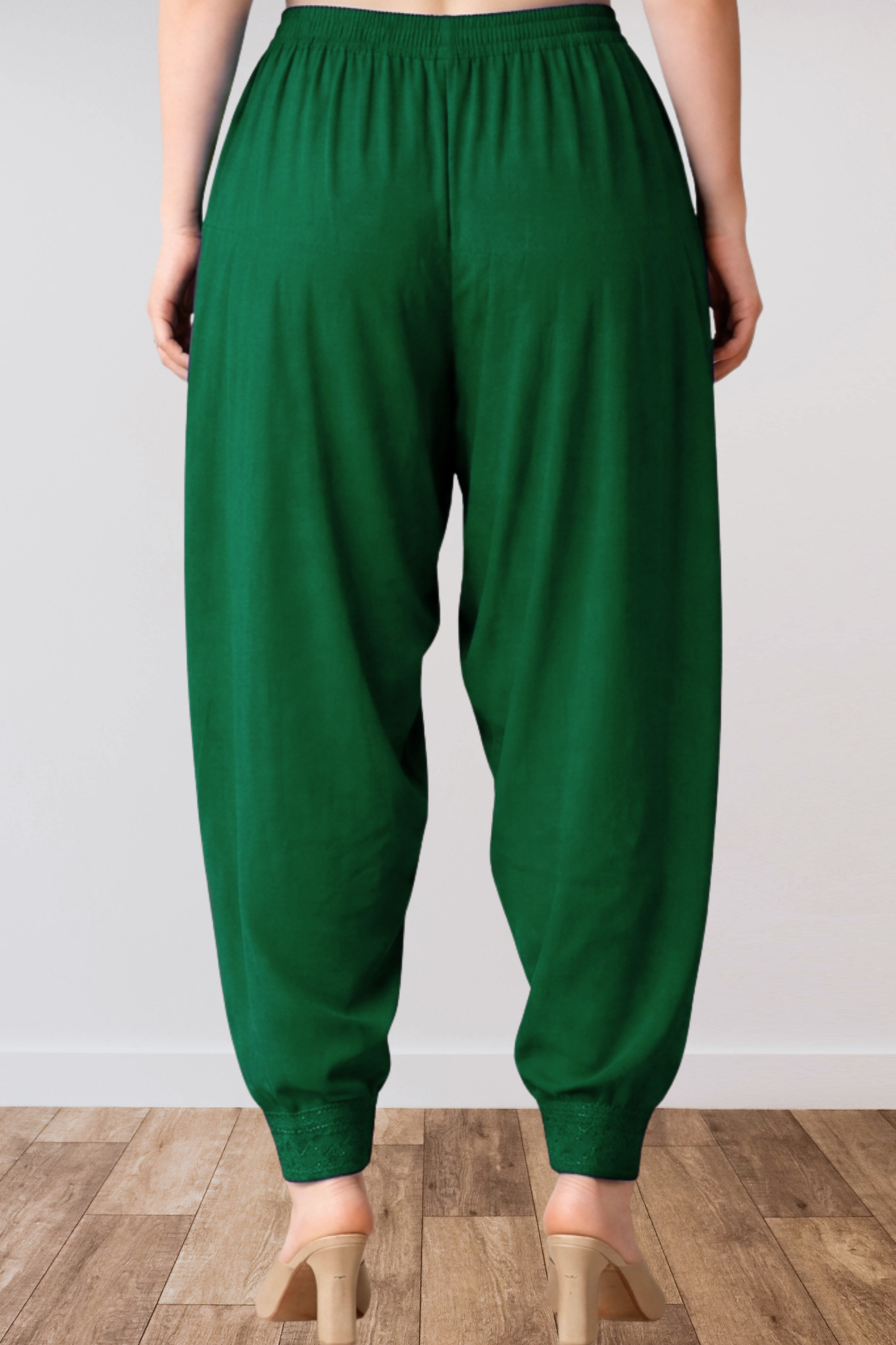 Dark Green Anti Wrinkle Pleated Salwar