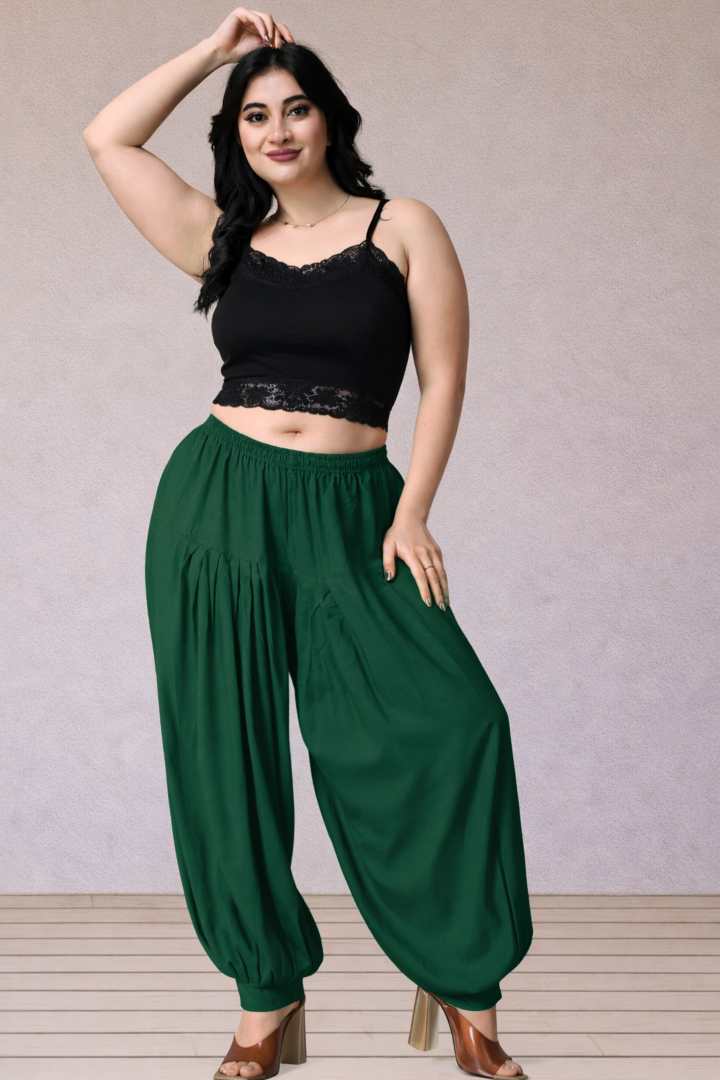 Bottle Green Rayon Afghani Salwar