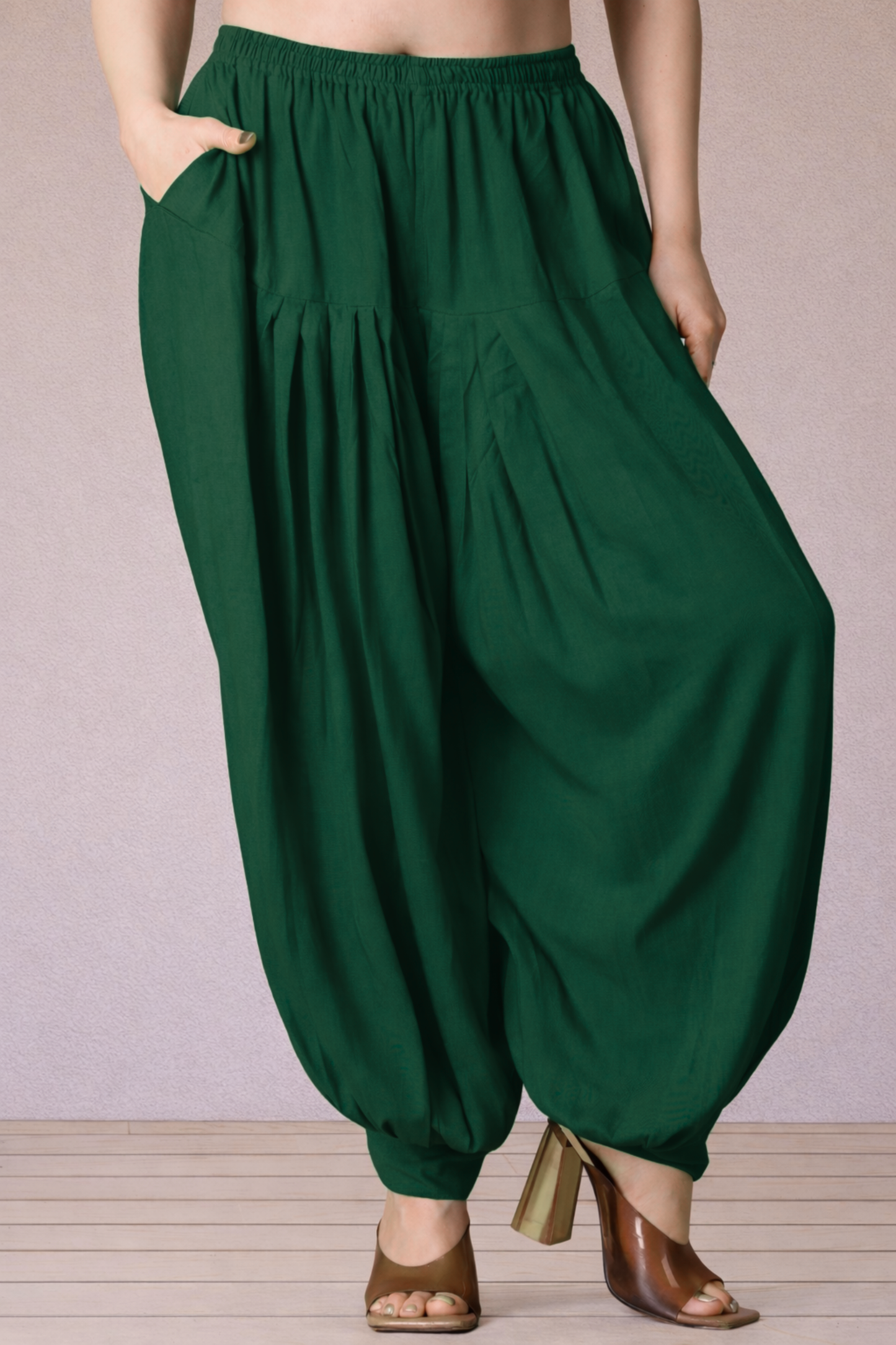 Bottle Green Rayon Afghani Salwar