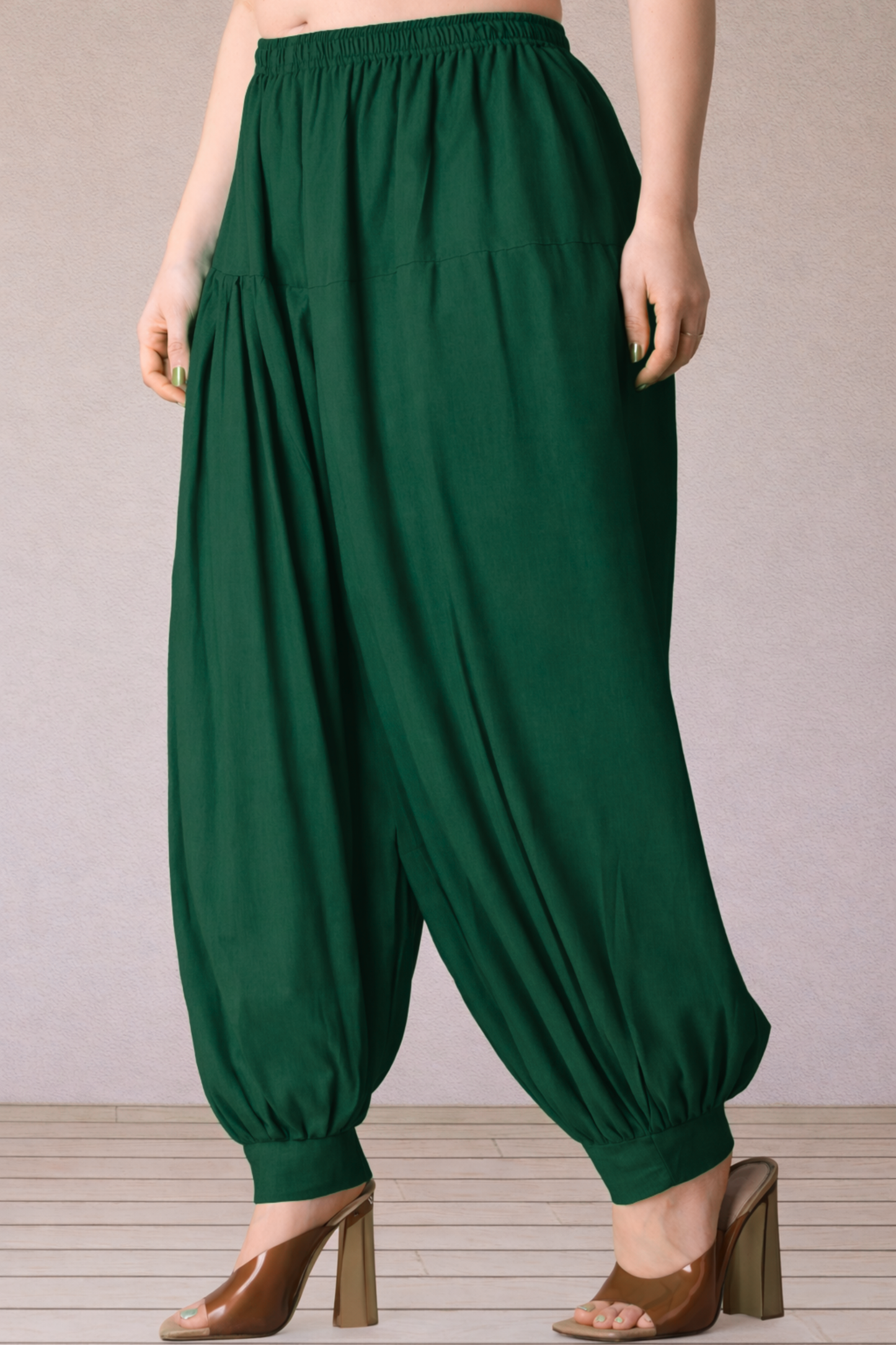 Bottle Green Rayon Afghani Salwar