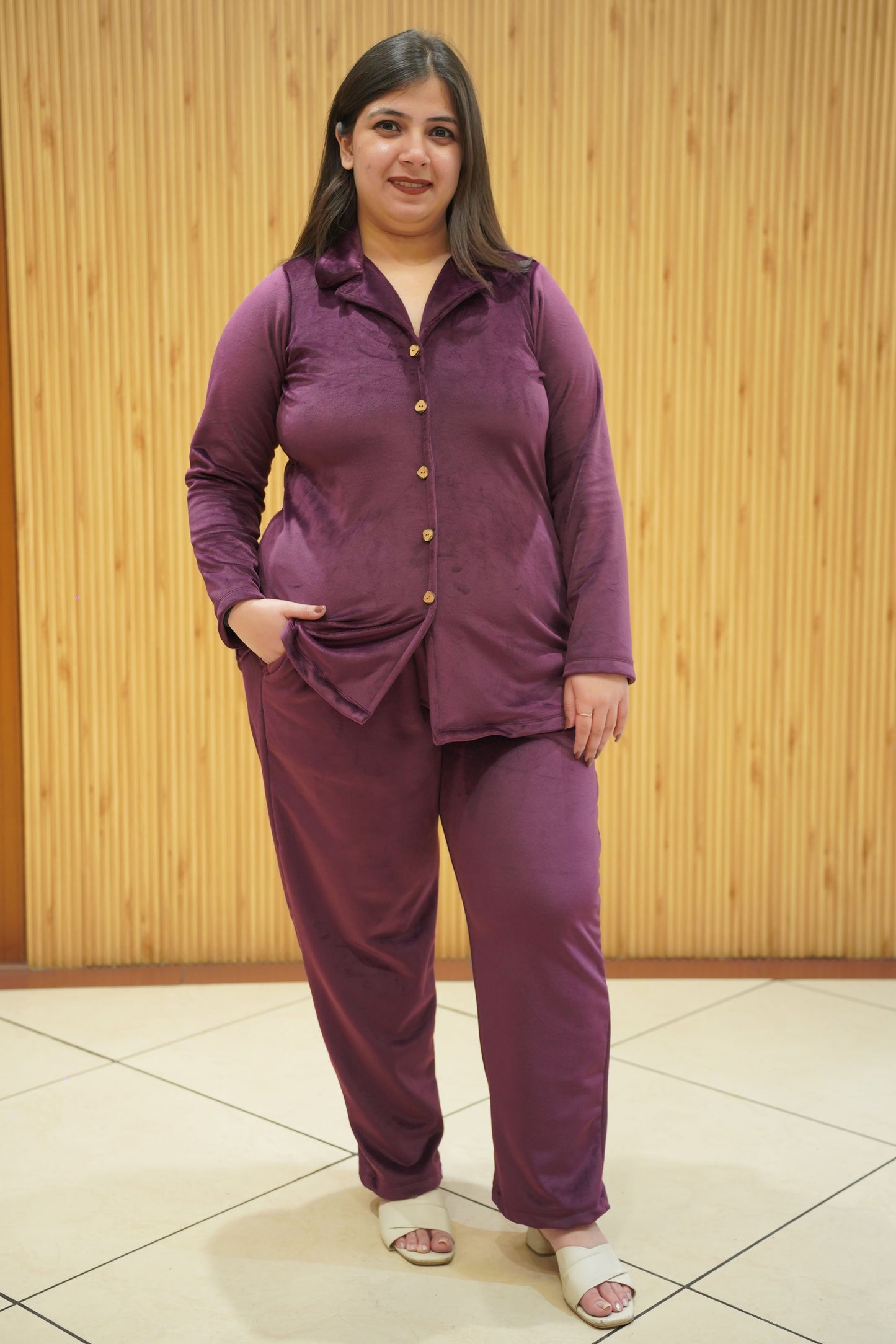 Wine Whisper Velvet Co-ord Set