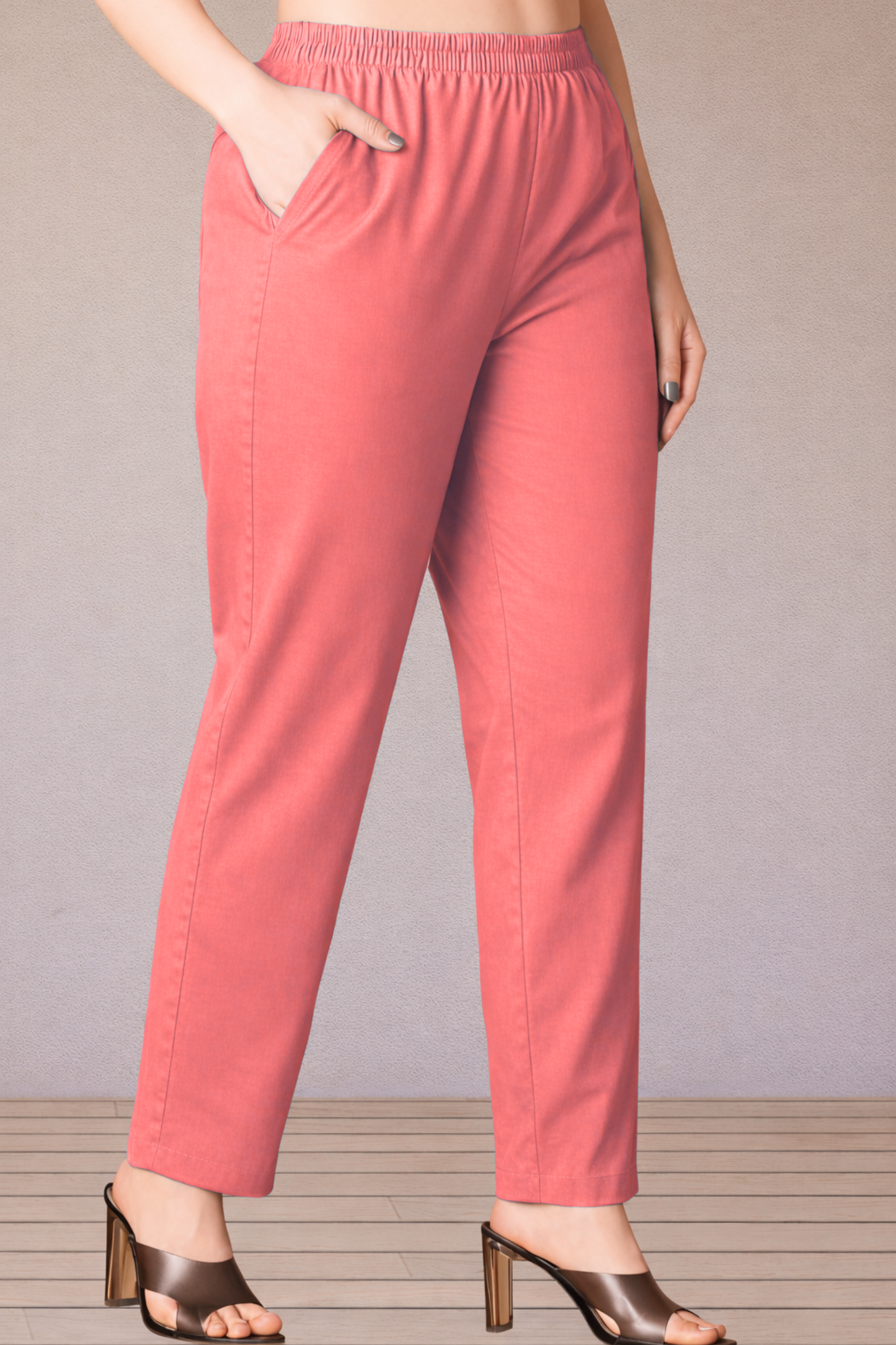 Dark Peach Cotton Kurti Pant