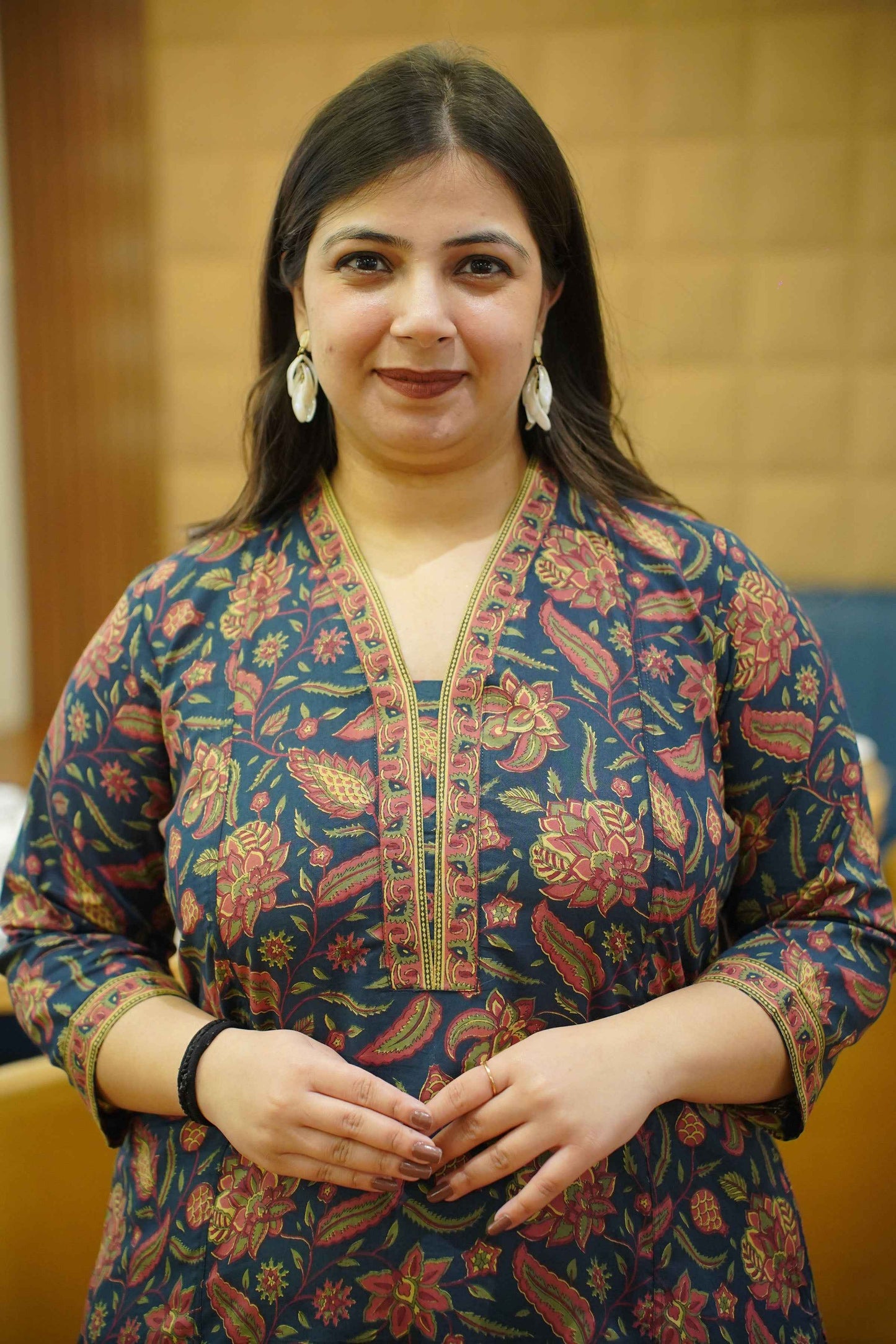 Deep Forest Printed Cotton Kali Kurta