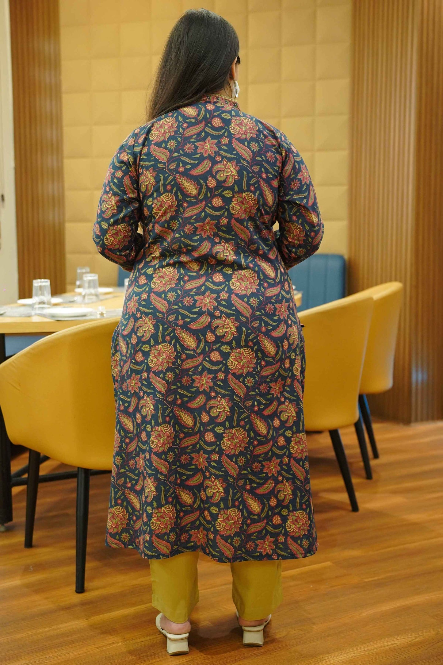 Deep Forest Printed Cotton Kali Kurta