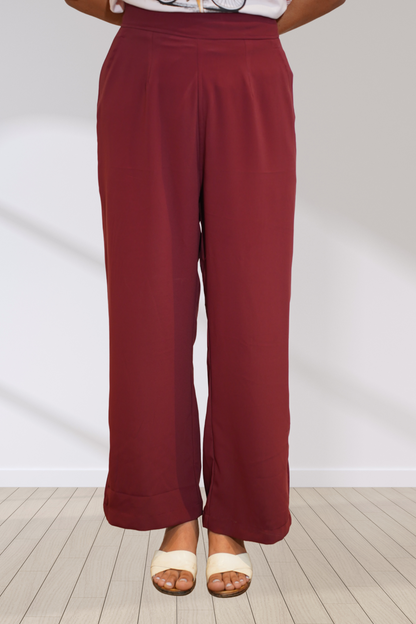 Deep Maroon All Day Flared Pants