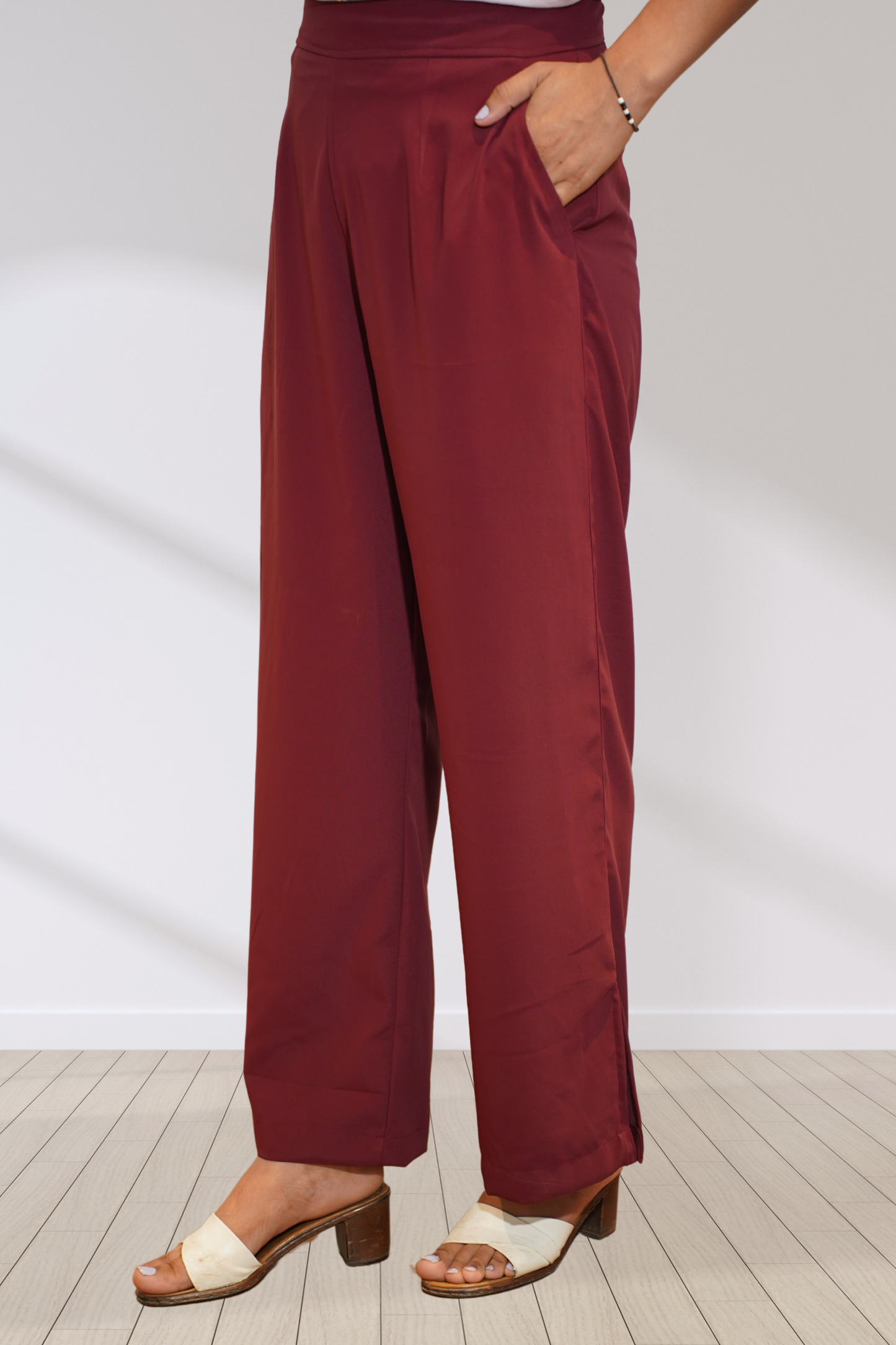 Deep Maroon All Day Flared Pants