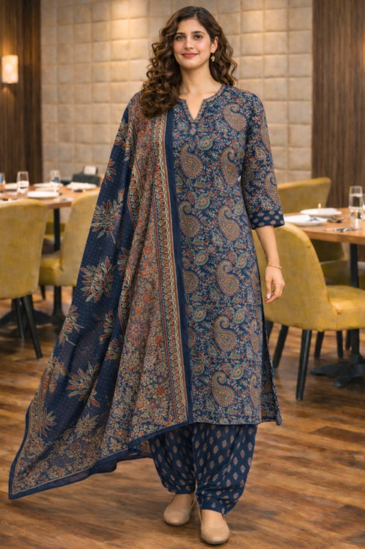 Classic Sapphire Cotton Salwar Suit