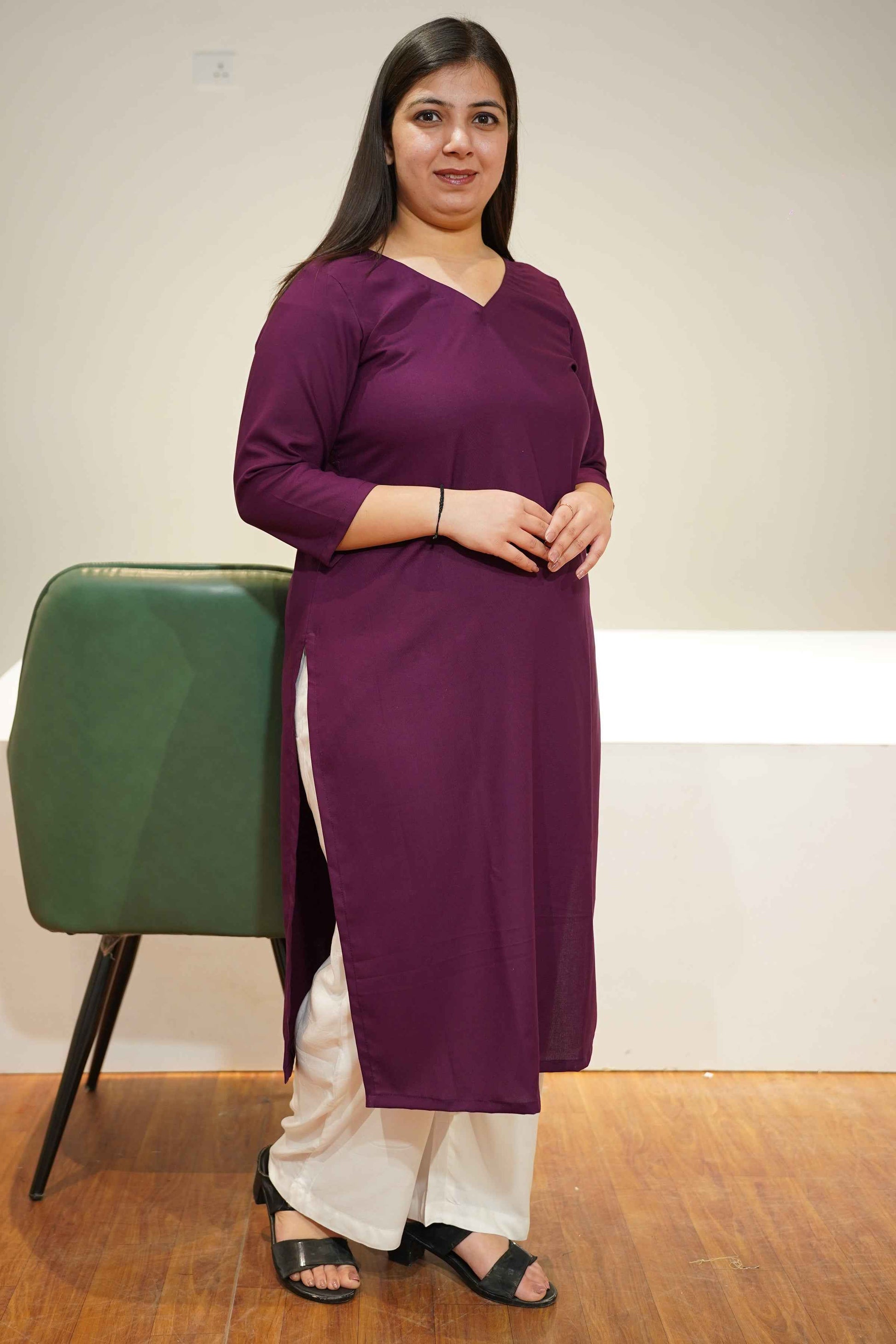 Deep Wine Everyday Rayon Kurta