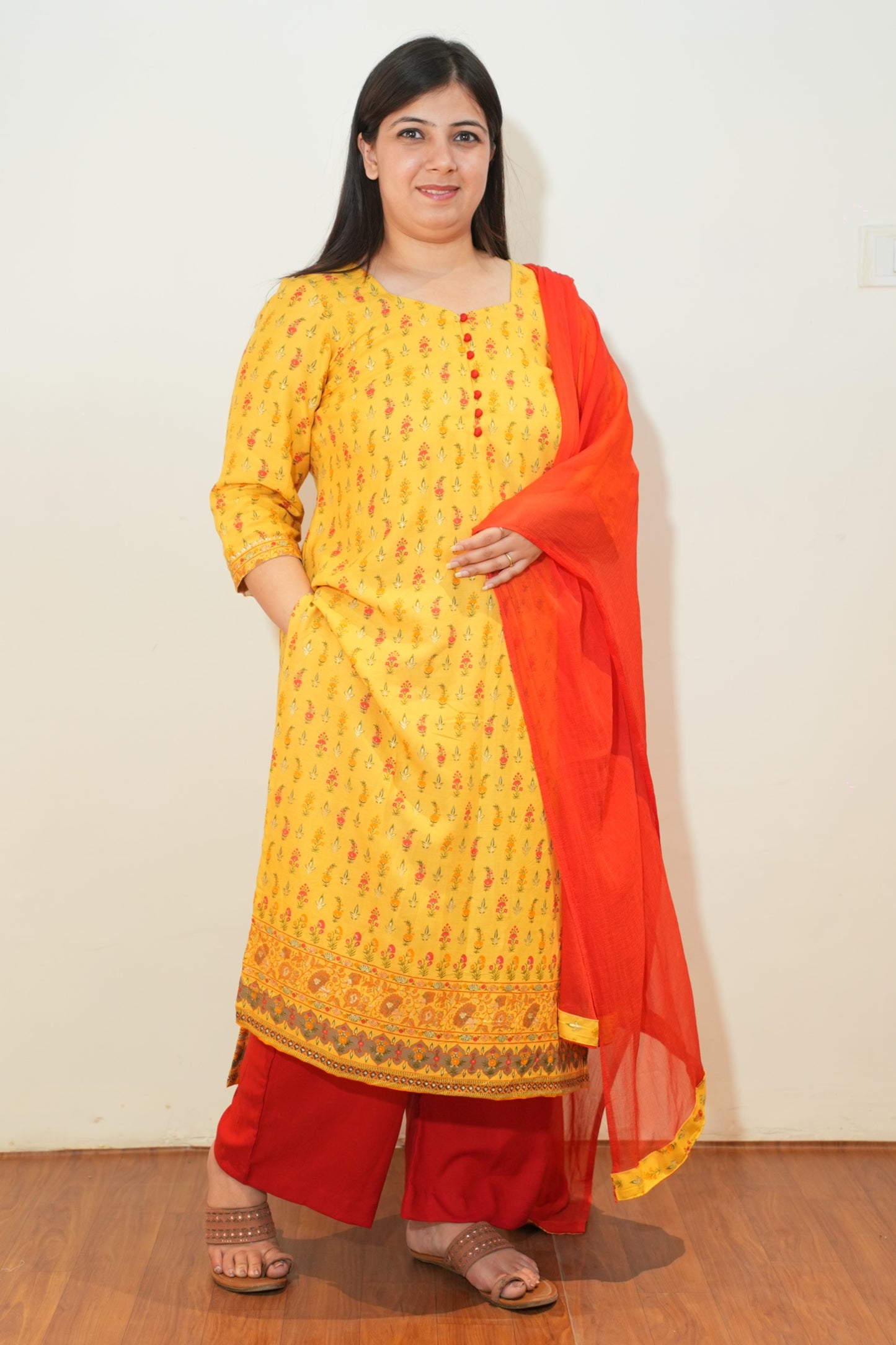 Mustard Muse Rayon Suit Set