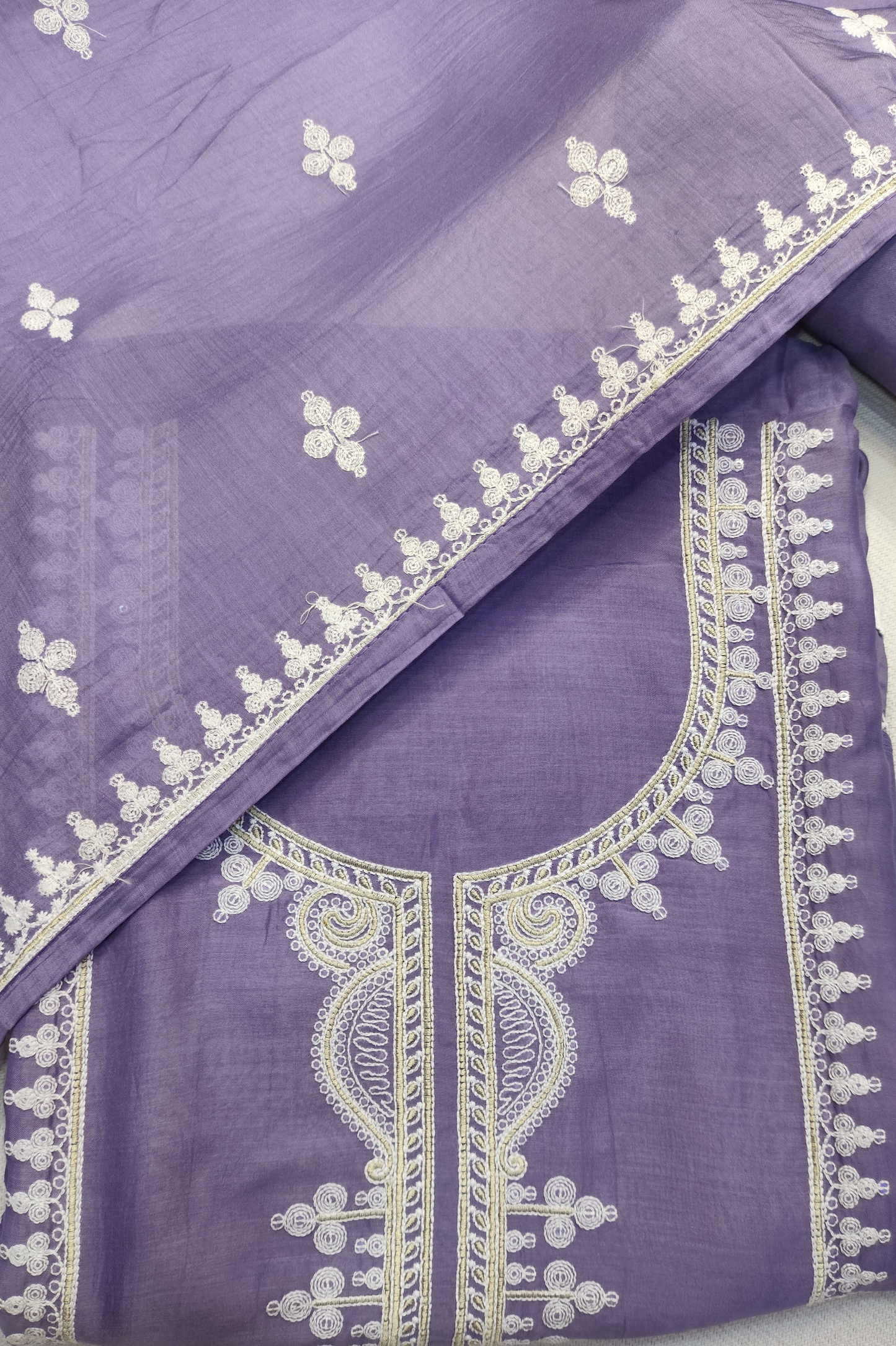 Dusty Mauve Embroidered Mul Cotton Suit