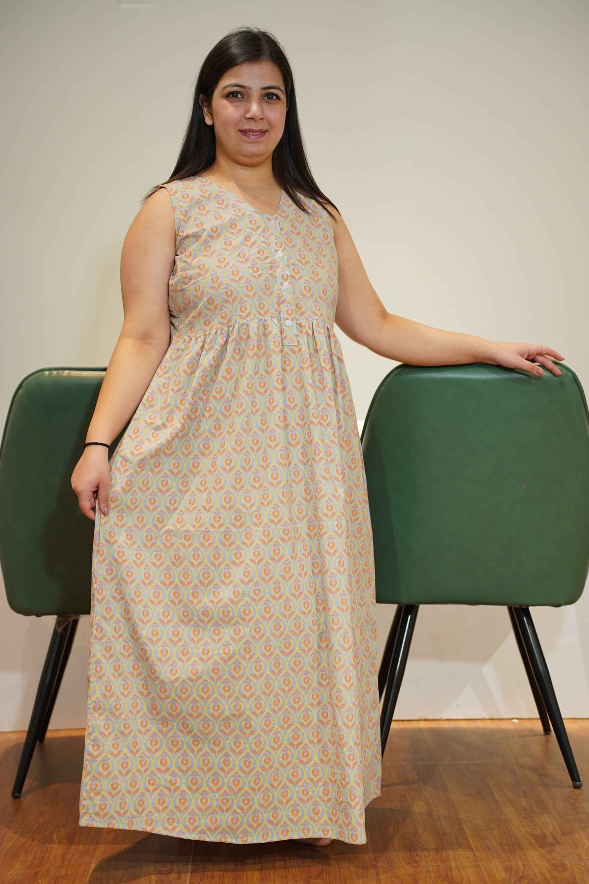 Earthy Grey Cotton Night Gown