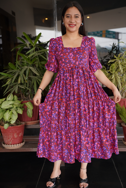 Electric Pink Tiered Dress