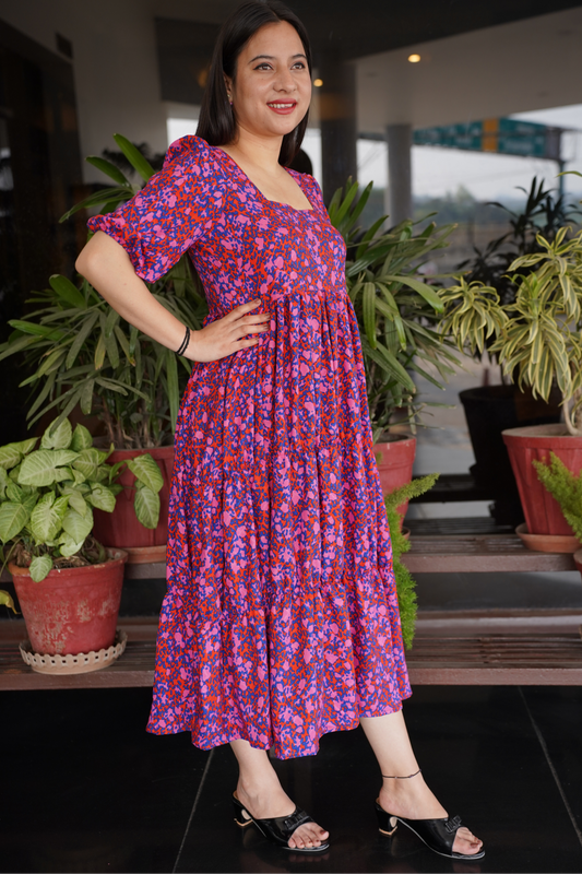 Electric Pink Tiered Dress