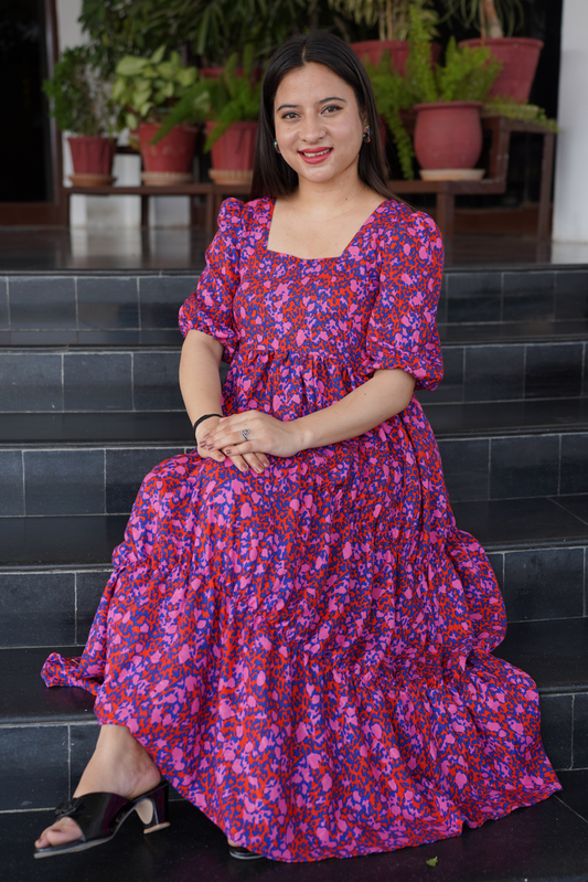 Electric Pink Tiered Dress