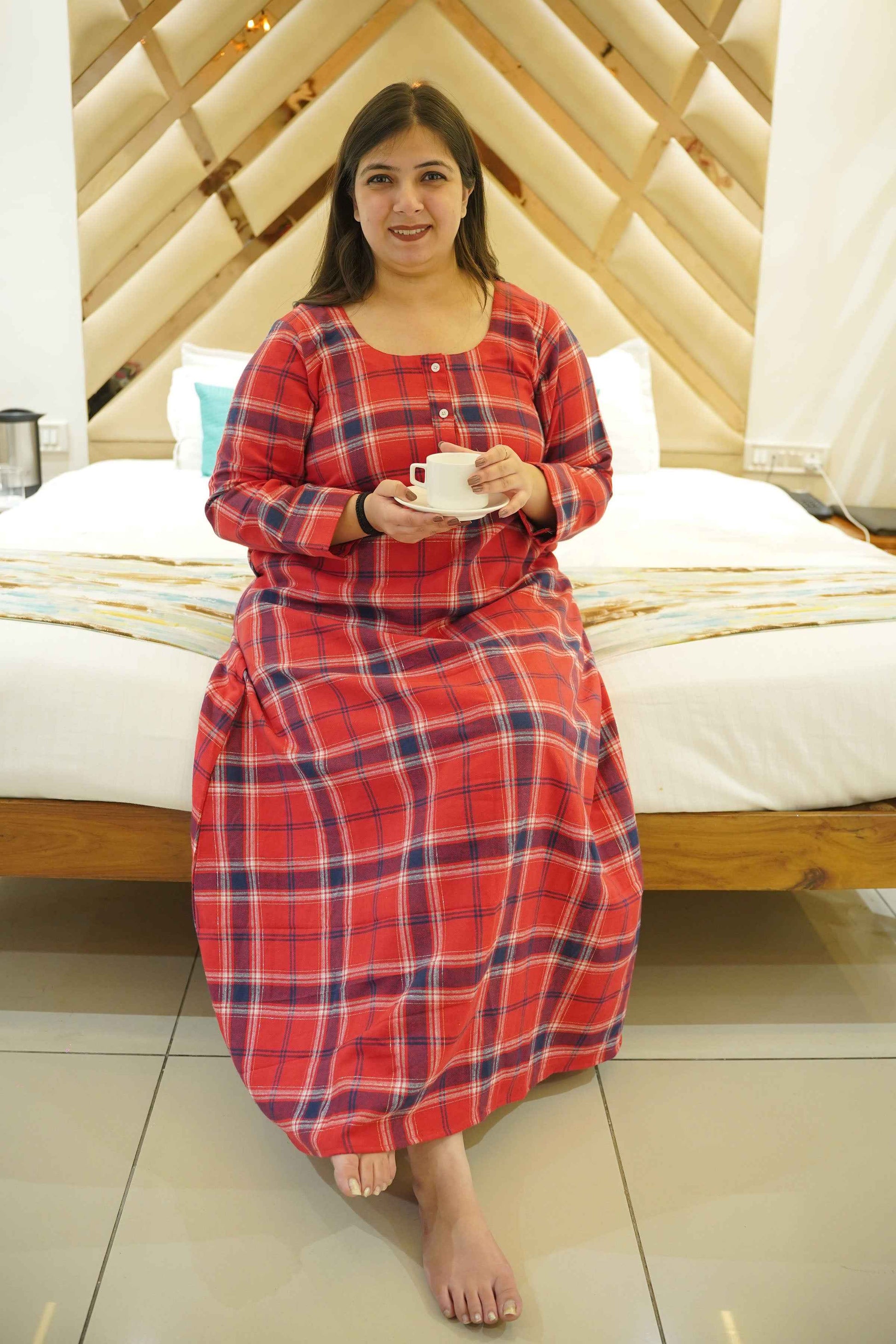 Fireside Red Woollen Night Gown