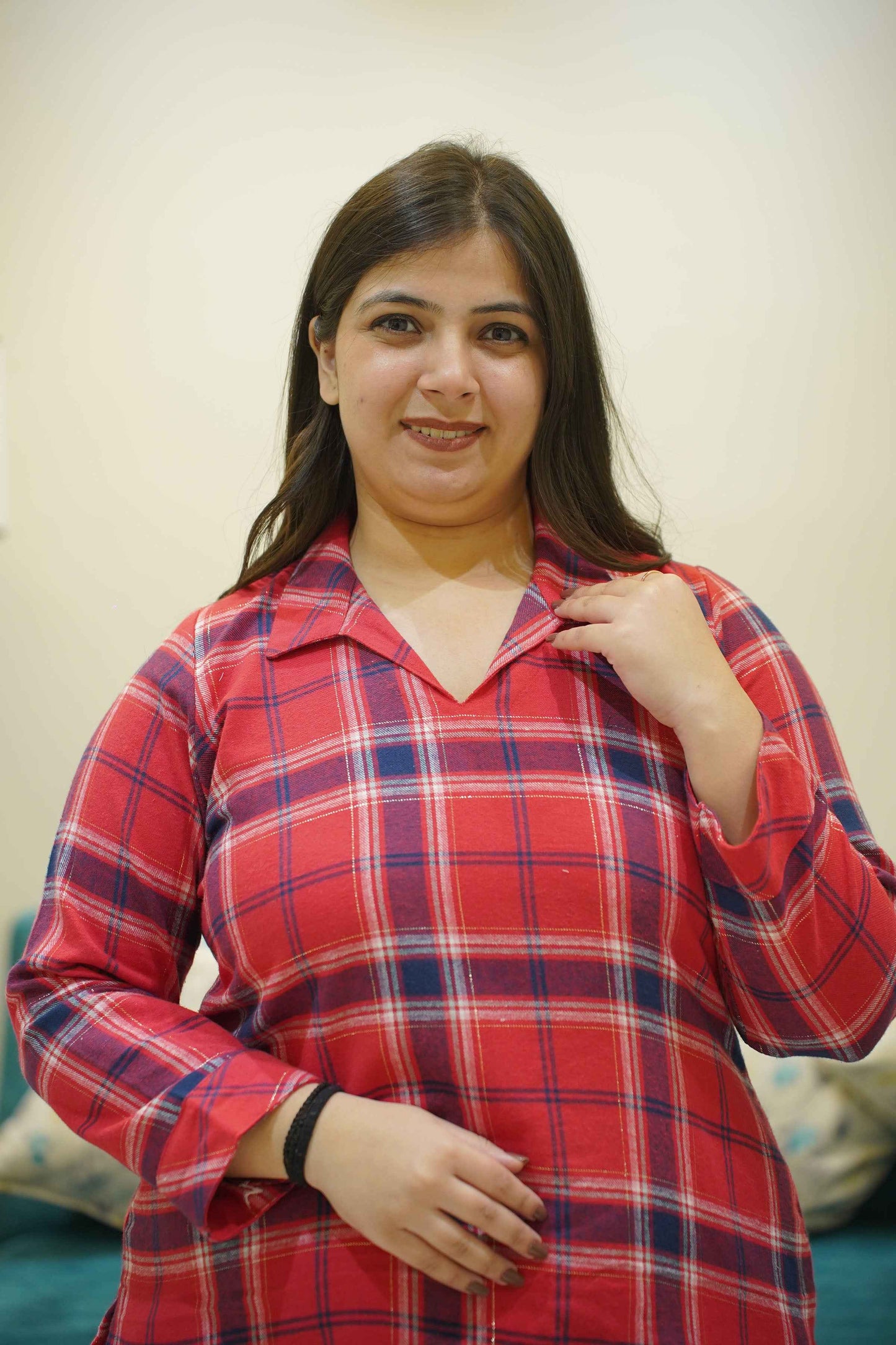 Fireside Red Woollen Night Suit