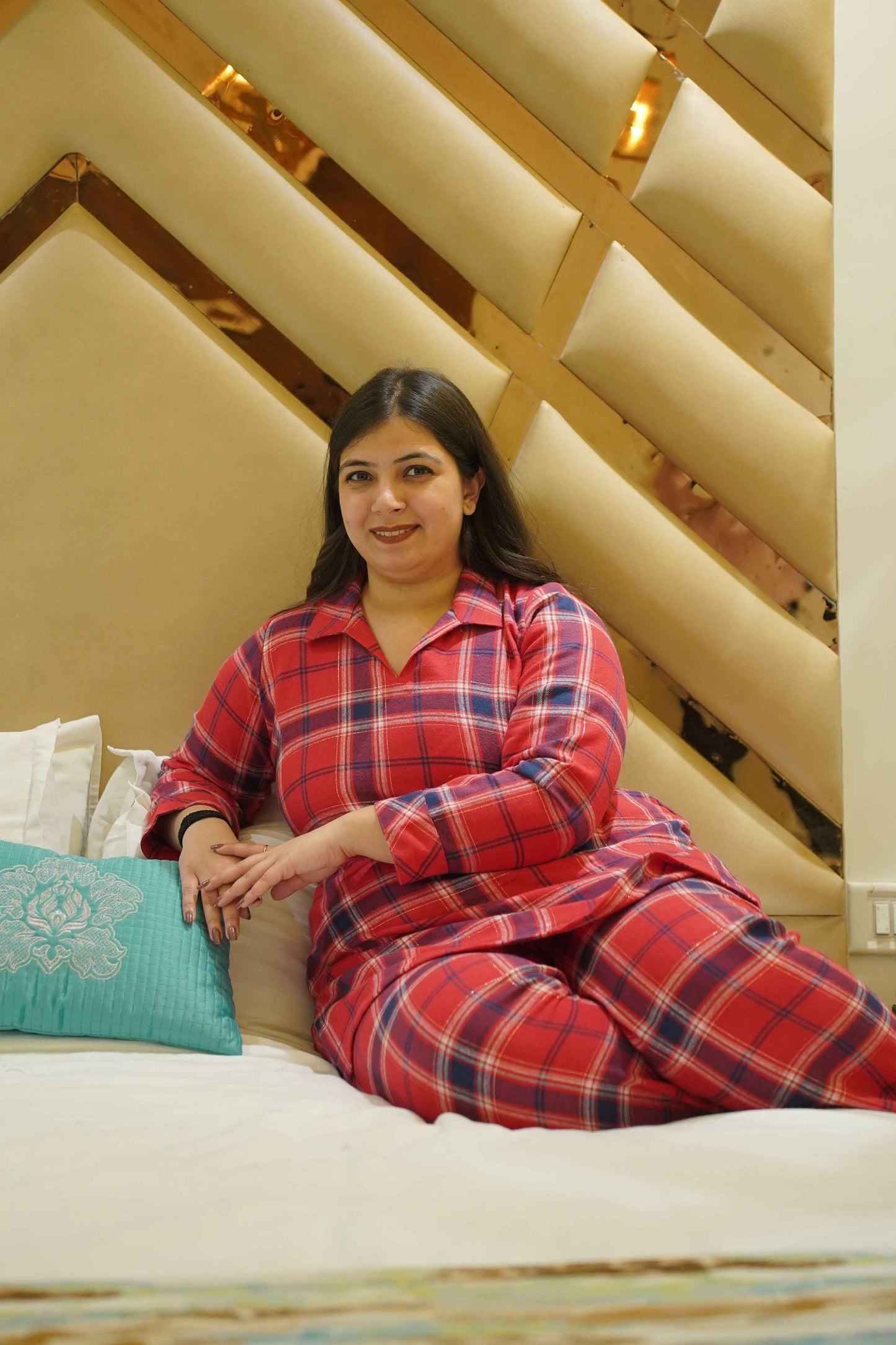 Fireside Red Woollen Night Suit