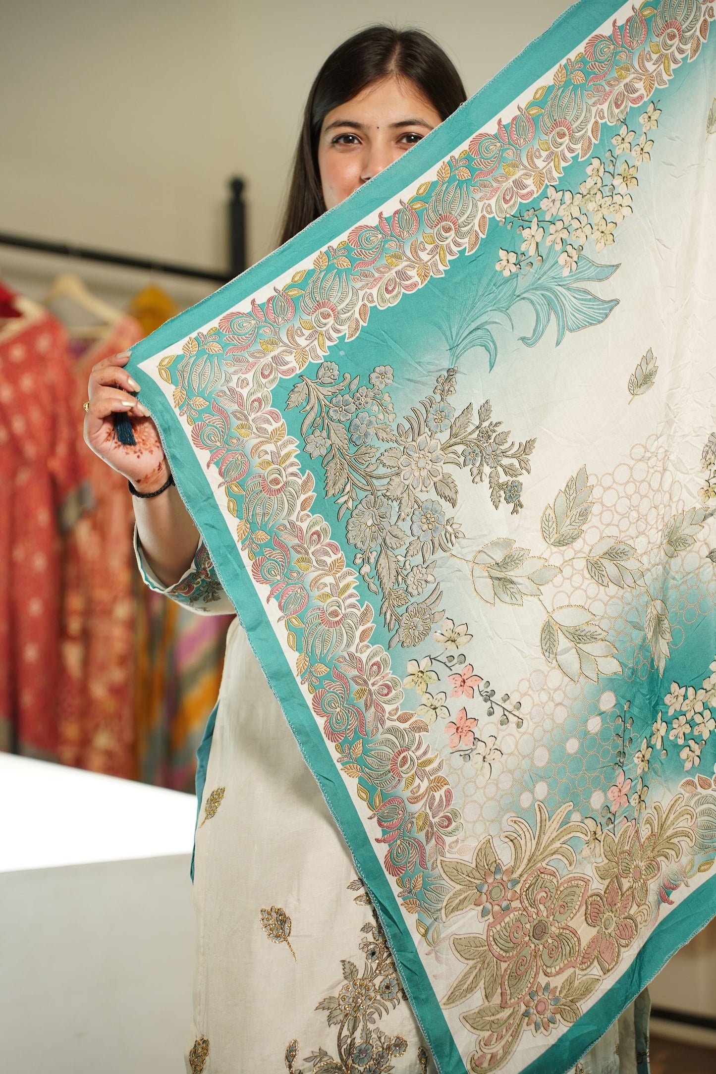 Firozah Ombré Muslin with Aari Work