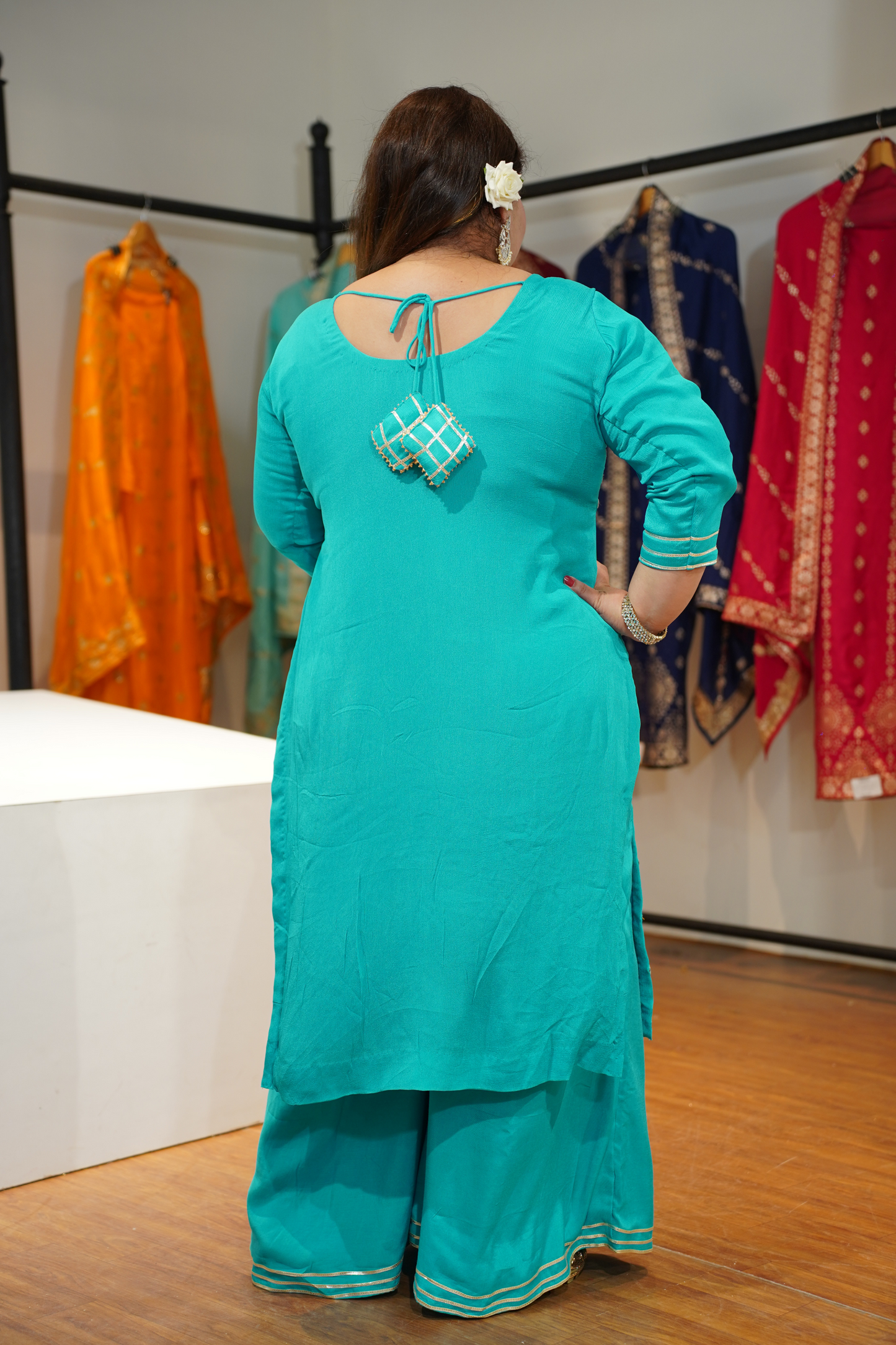Taraani Blue Chinon Sharara Suit