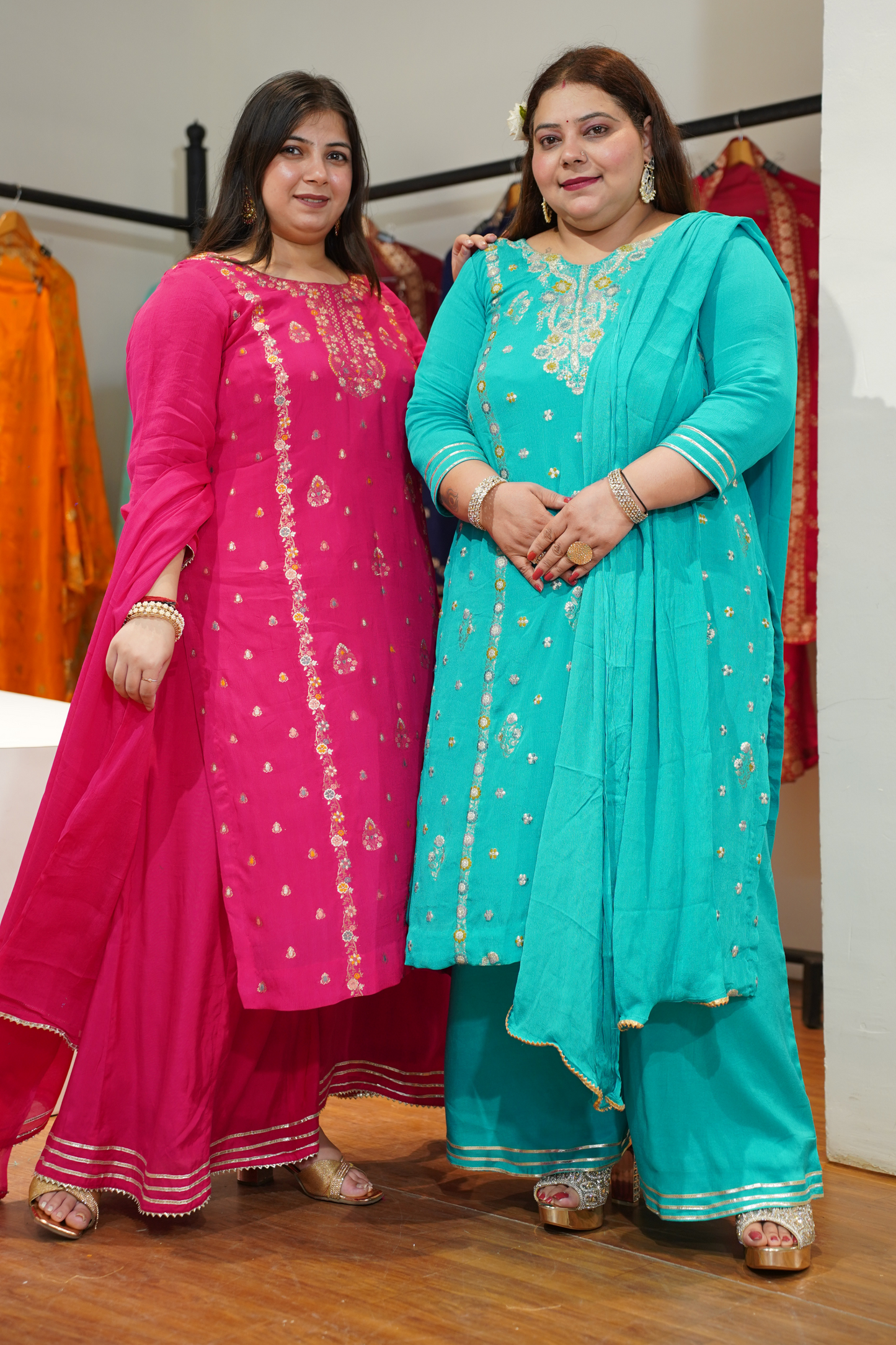 Taraani Blue Chinon Sharara Suit