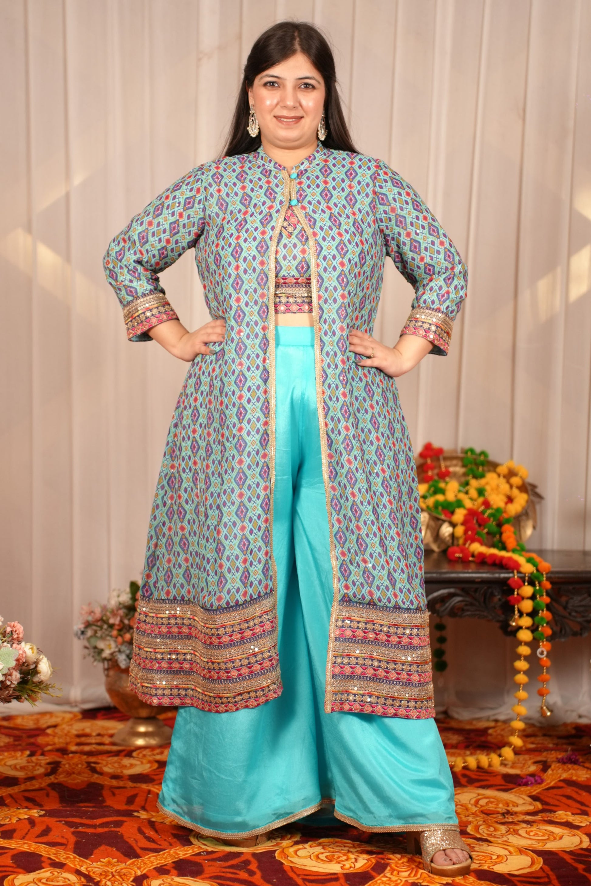 shrug dress Mehfil-e-Neel Fusion Shrug Dress