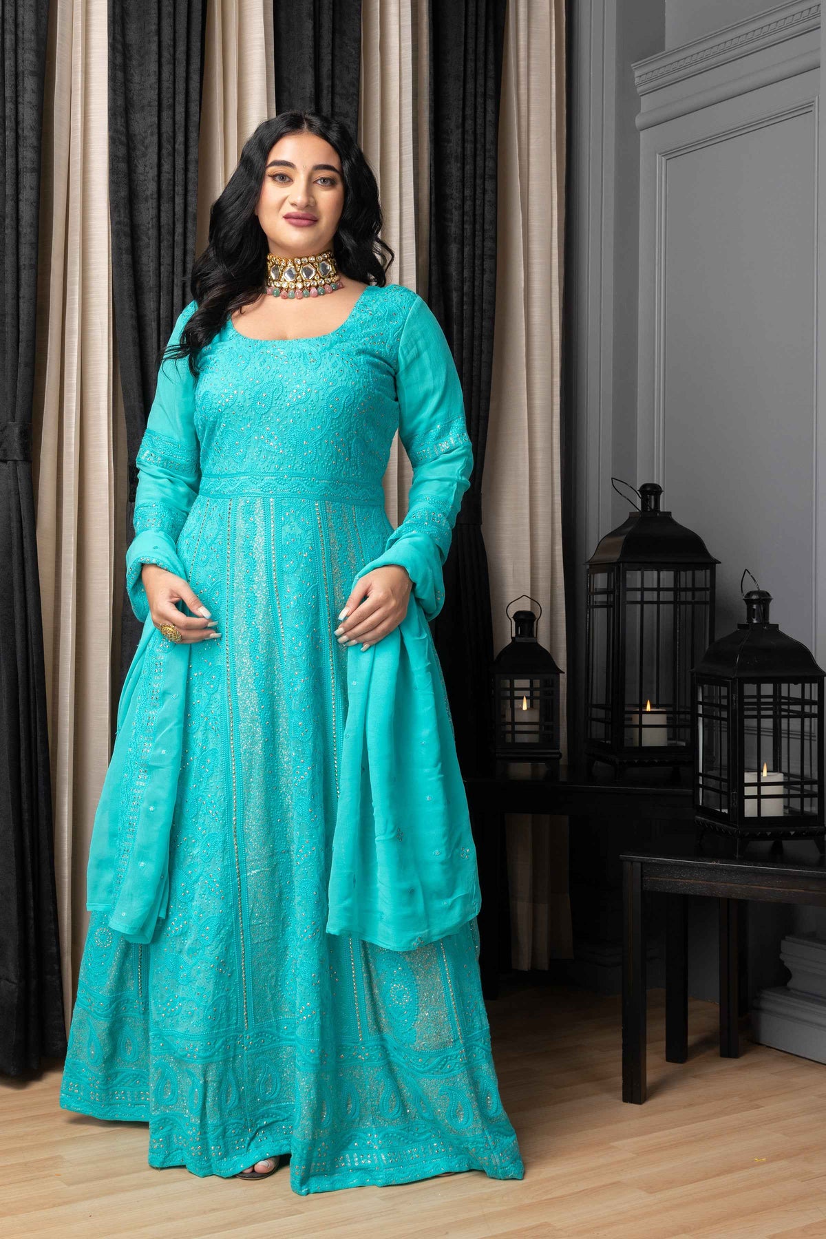 Buy Plus Size ​Neela Sheher Lucknowi Dress At Apella | Sizes XS to 10 XL | India | Free Delivery | Customized