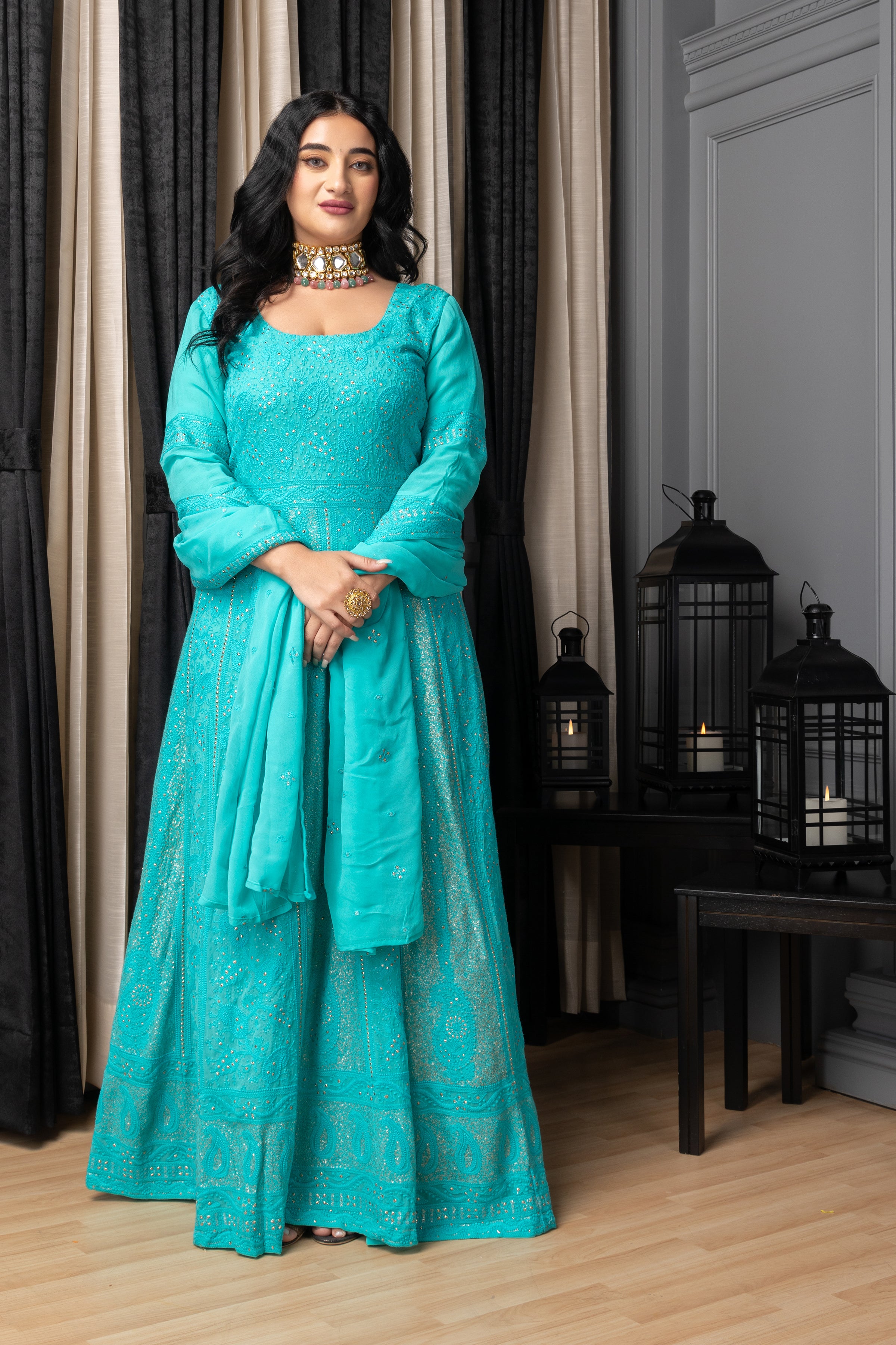 FATEHI HEAVY DESIGNER ANARKALI GOWN WITH DUPATTA SET at Rs.997/Piece in  surat offer by Arya Dress Maker Surat