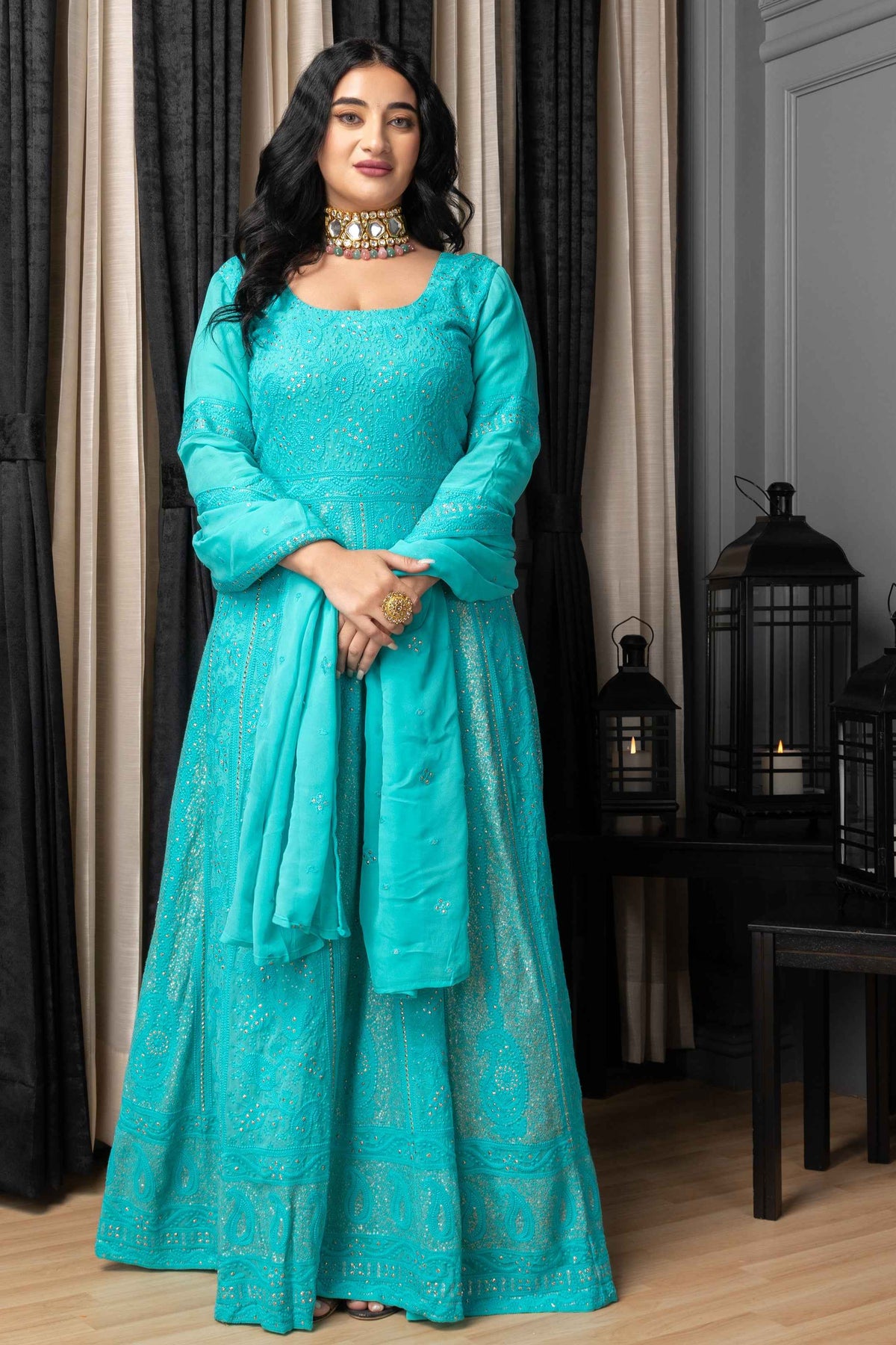 Buy Plus Size ​Neela Sheher Lucknowi Dress At Apella | Sizes XS to 10 XL | India | Free Delivery | Customized