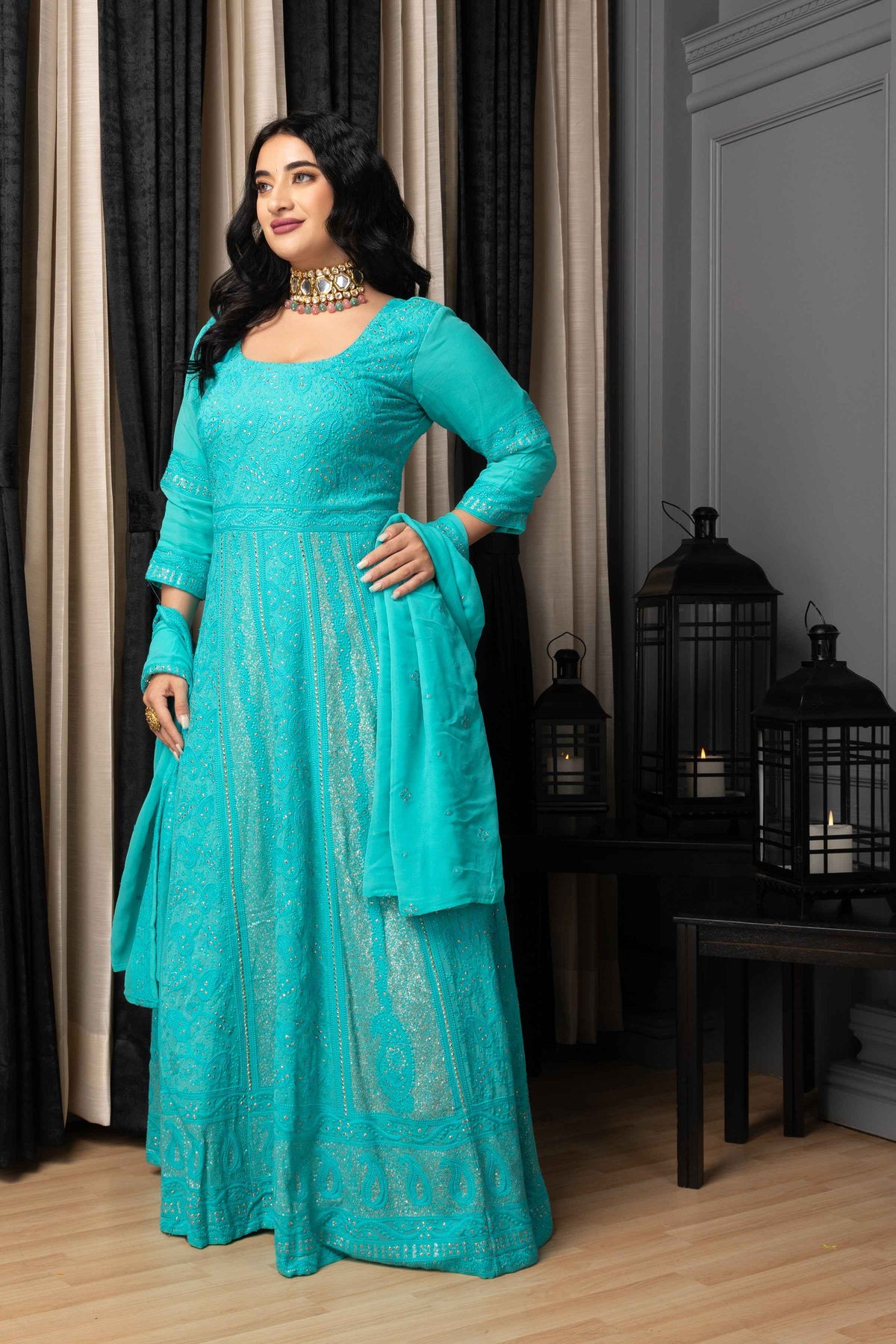Buy Plus Size ​Neela Sheher Lucknowi Dress At Apella | Sizes XS to 10 XL | India | Free Delivery | Customized